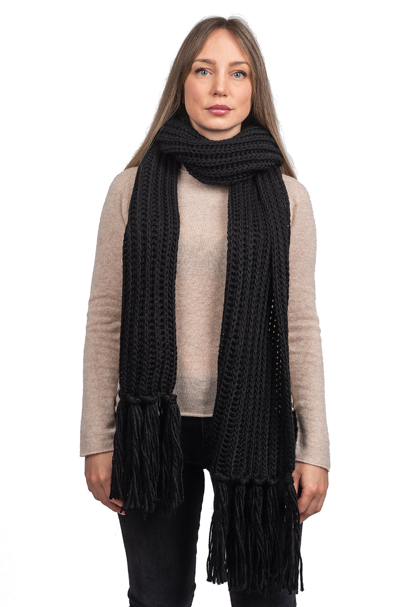 Sciarpa maglia inglese con frange | Dalle Piane Cashmere