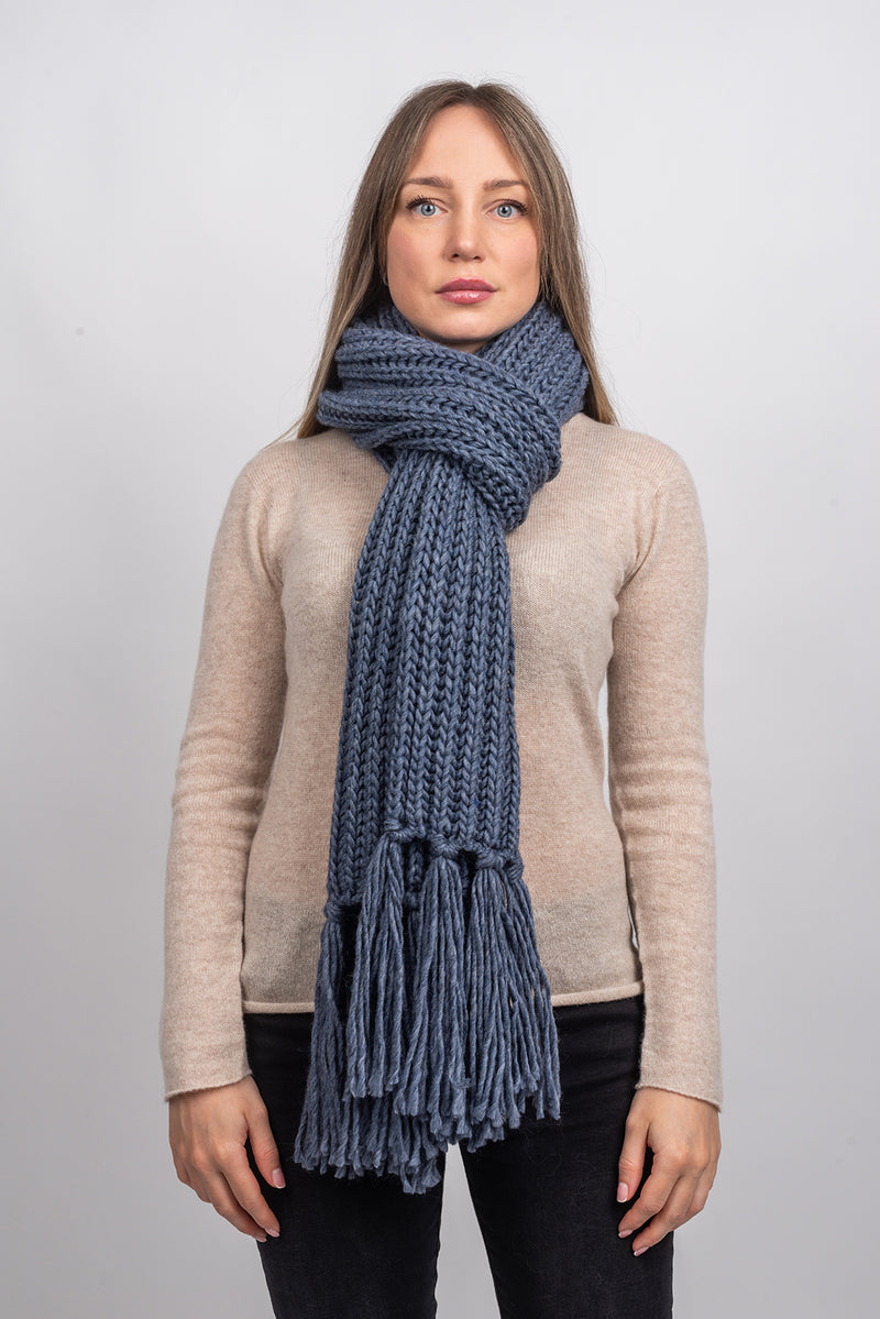 Sciarpa maglia inglese con frange | Dalle Piane Cashmere