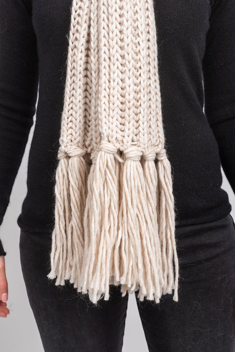 Sciarpa maglia inglese con frange | Dalle Piane Cashmere