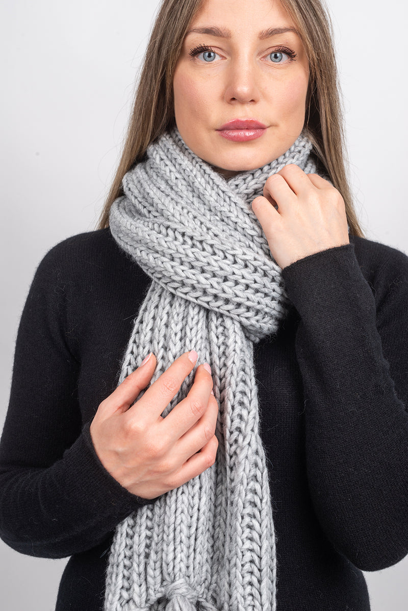 Sciarpa maglia inglese con frange | Dalle Piane Cashmere