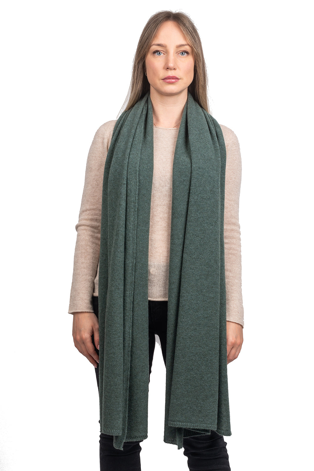 Étole femme 100 % cachemire, coloris Vert sauge | Dalle Piane Cashmere