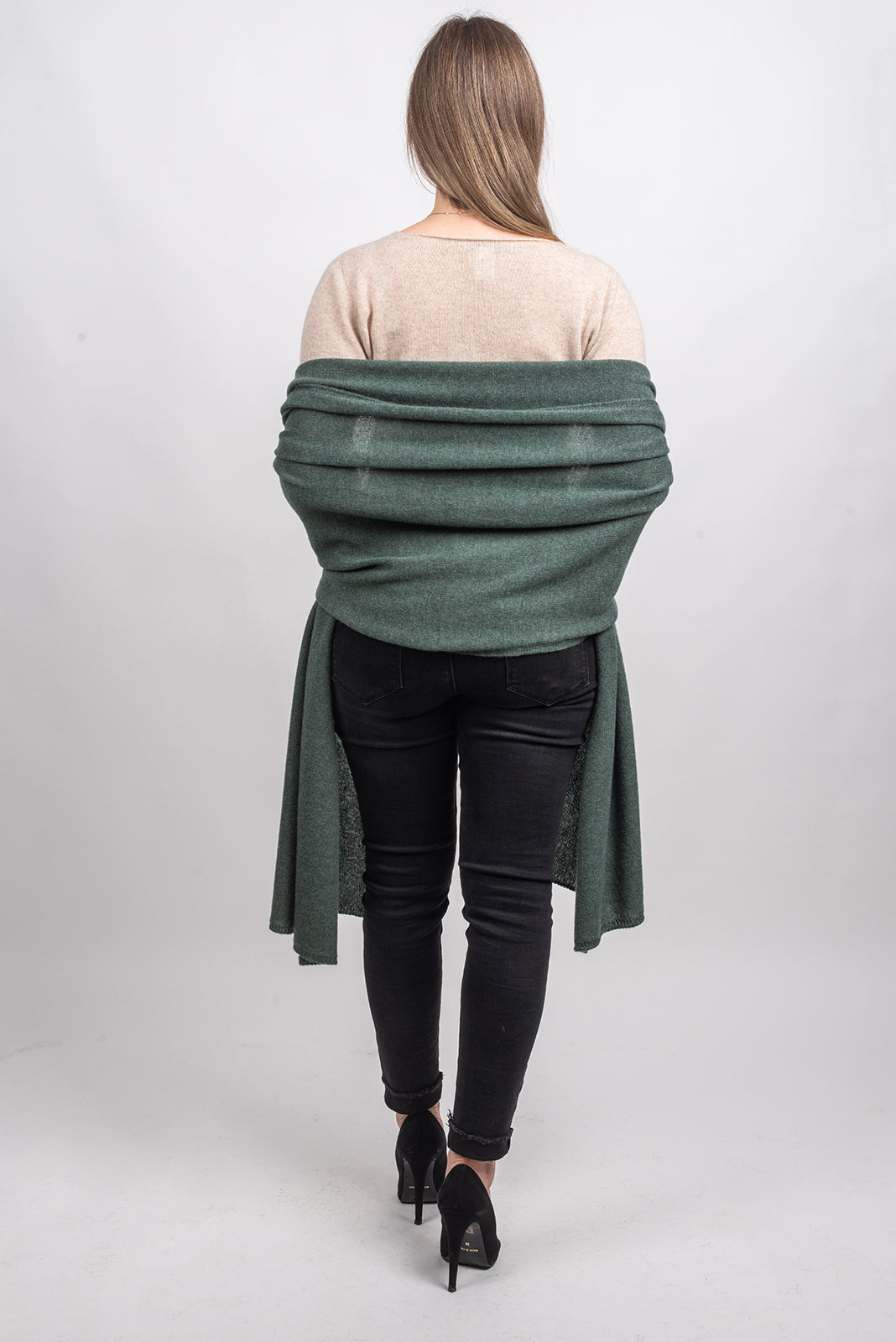 Étole femme 100 % cachemire, coloris Vert sauge, vue 5 | Dalle Piane Cashmere