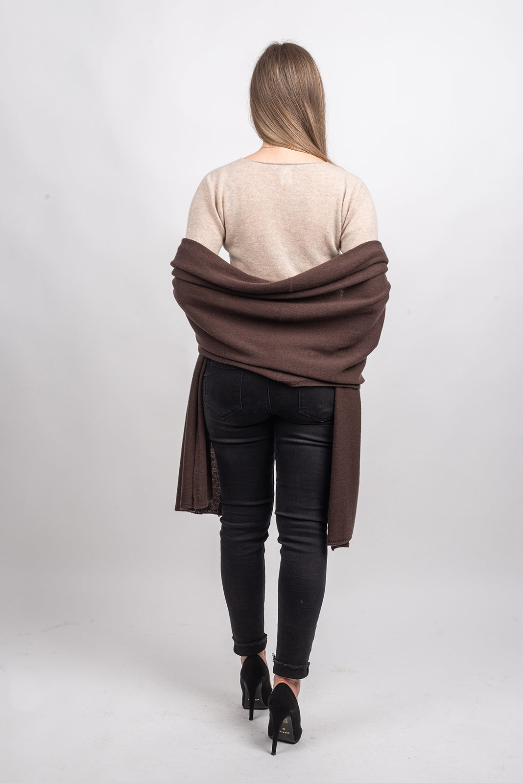 Étole femme 100 % cachemire, coloris Marron, vue 5 | Dalle Piane Cashmere