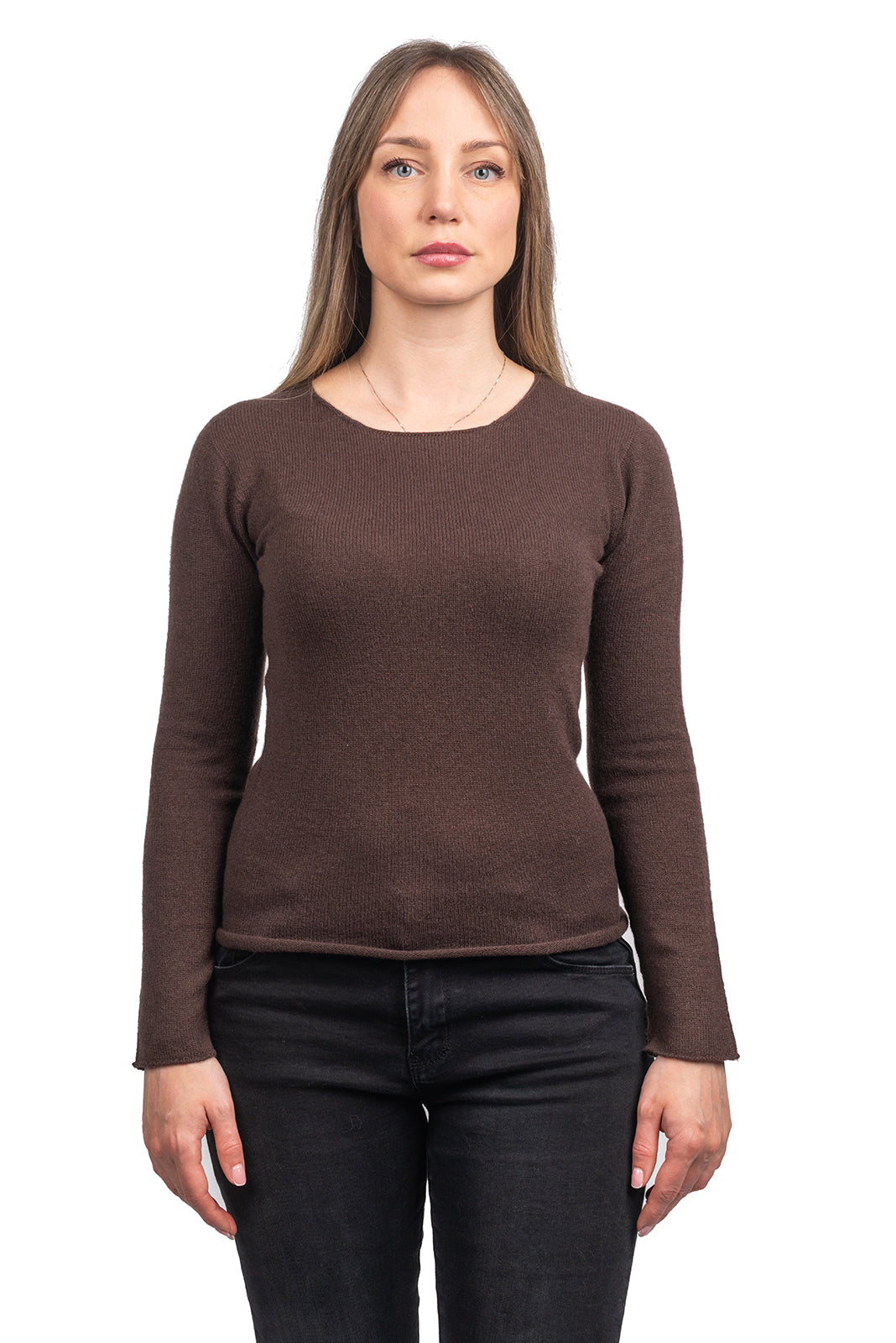 Girocollo Donna 100% Cashmere, colore Marrone | Dalle Piane Cashmere