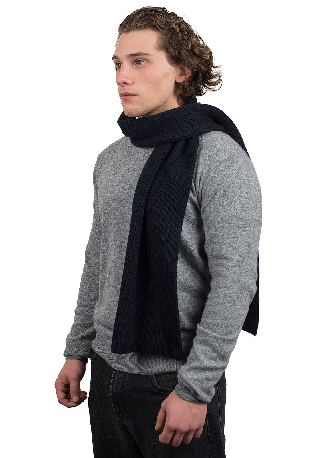 Sciarpa maglia inglese Uomo 100% Cashmere, colore Blu | Dalle Piane Cashmere