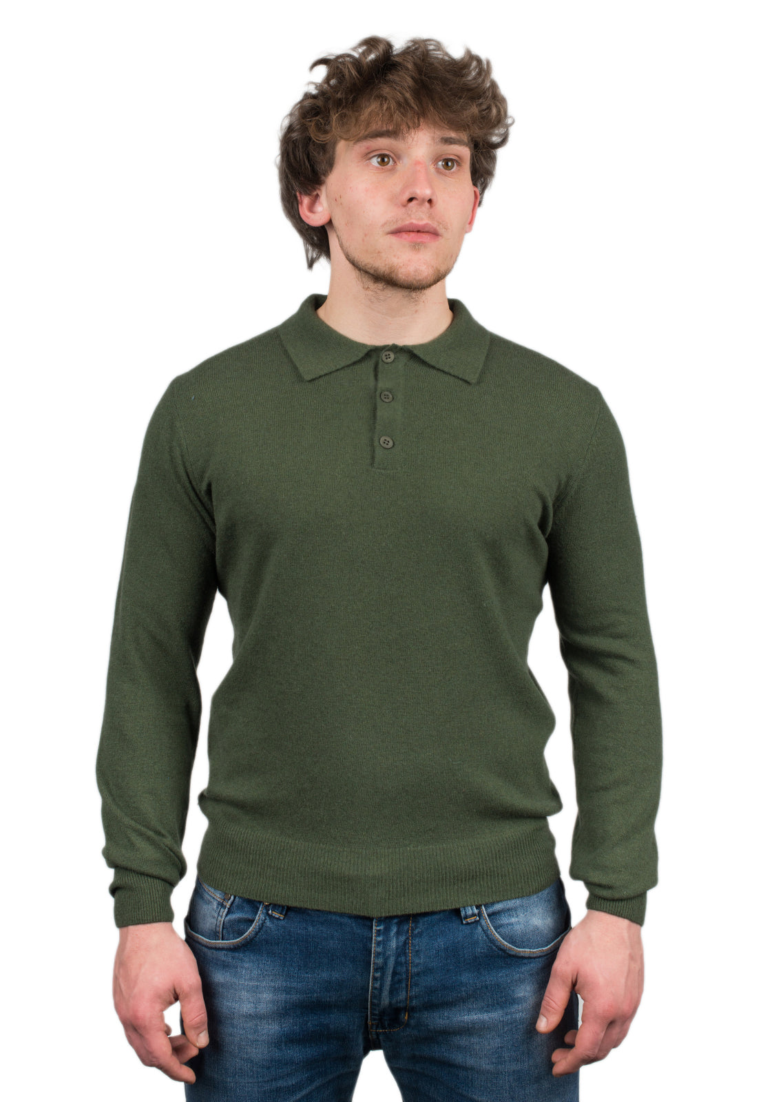 Polo misto cashmere, colore Khaki | Dalle Piane Cashmere