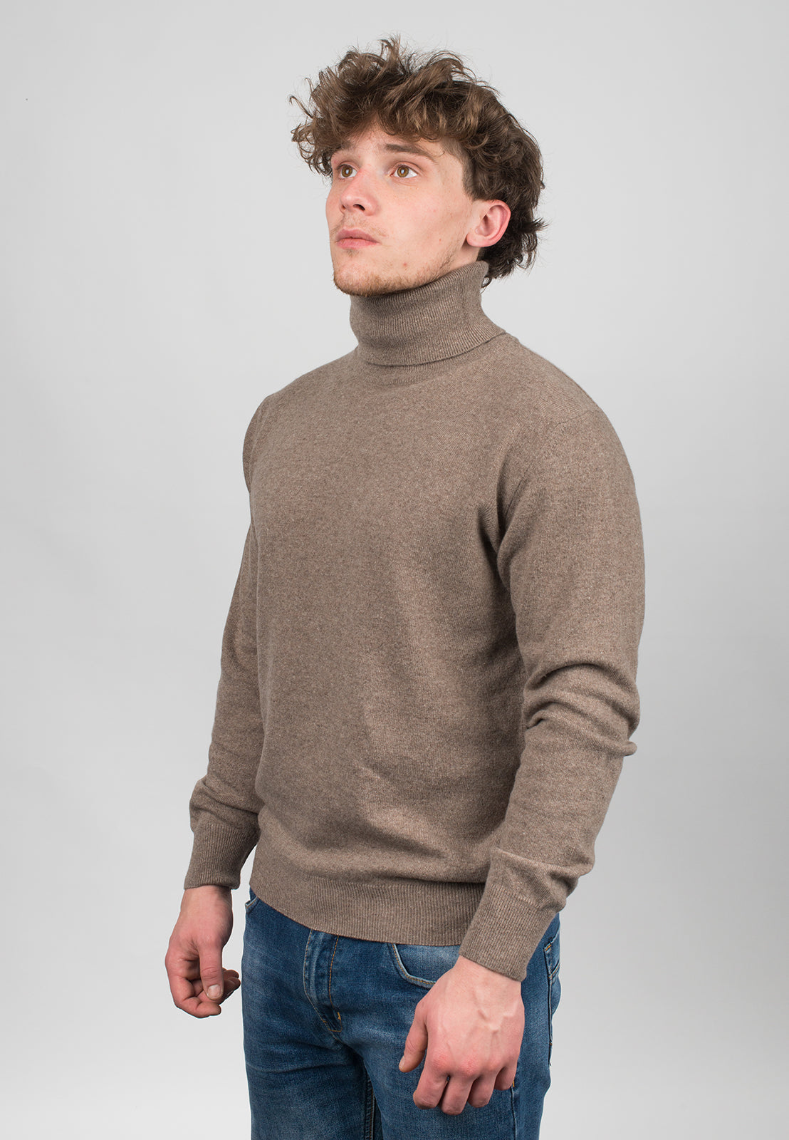 Pull col roulé homme mélange cachemire, coloris Vison, vue 2 | Dalle Piane Cashmere