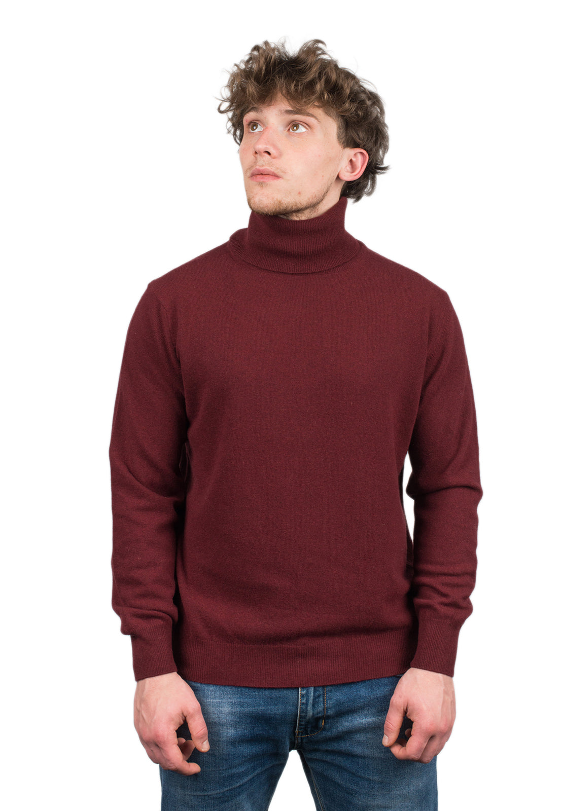 Pull col roulé homme mélange cachemire, coloris Bordeaux | Dalle Piane Cashmere