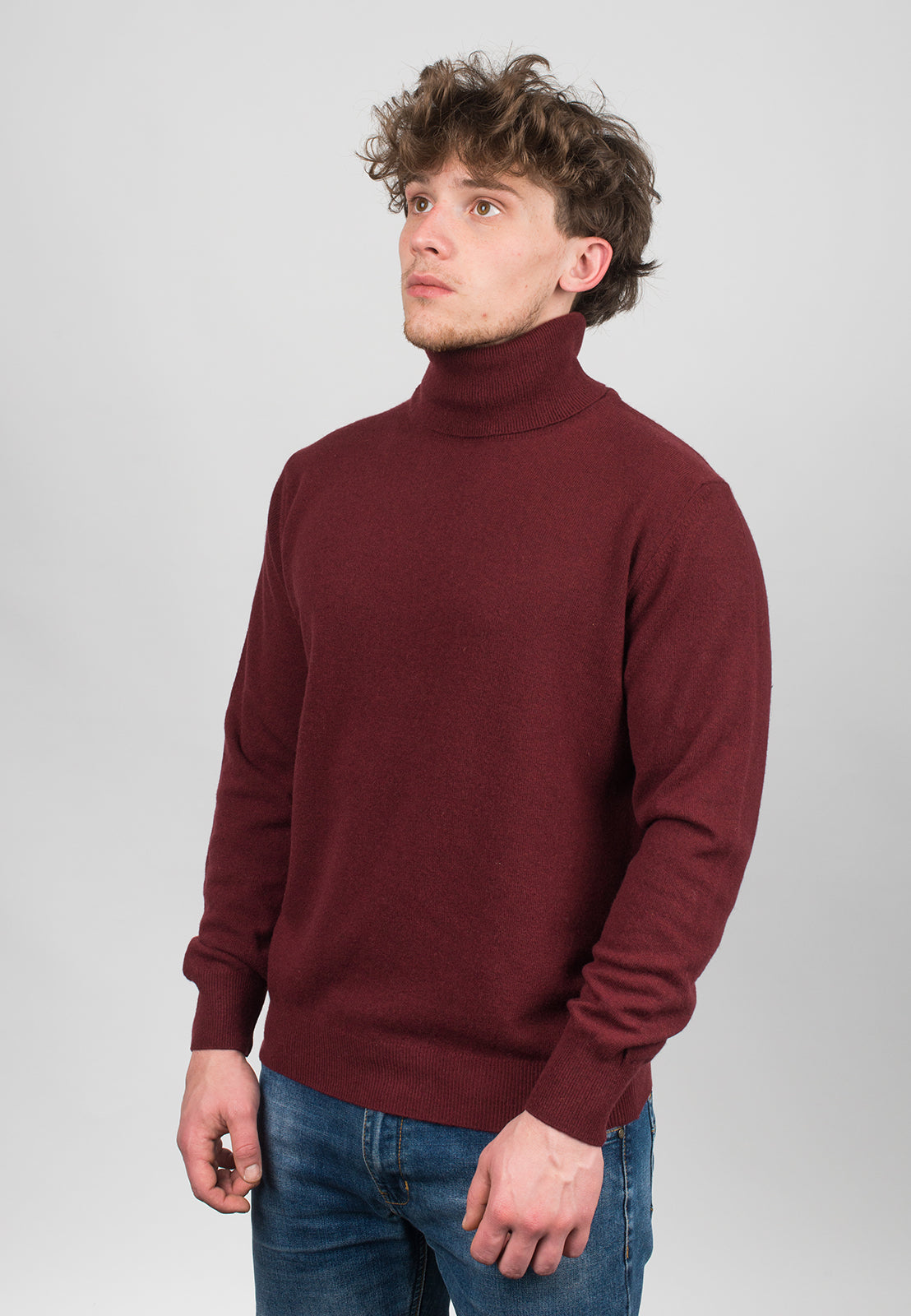 Pull col roulé homme mélange cachemire, coloris Bordeaux, vue 2 | Dalle Piane Cashmere