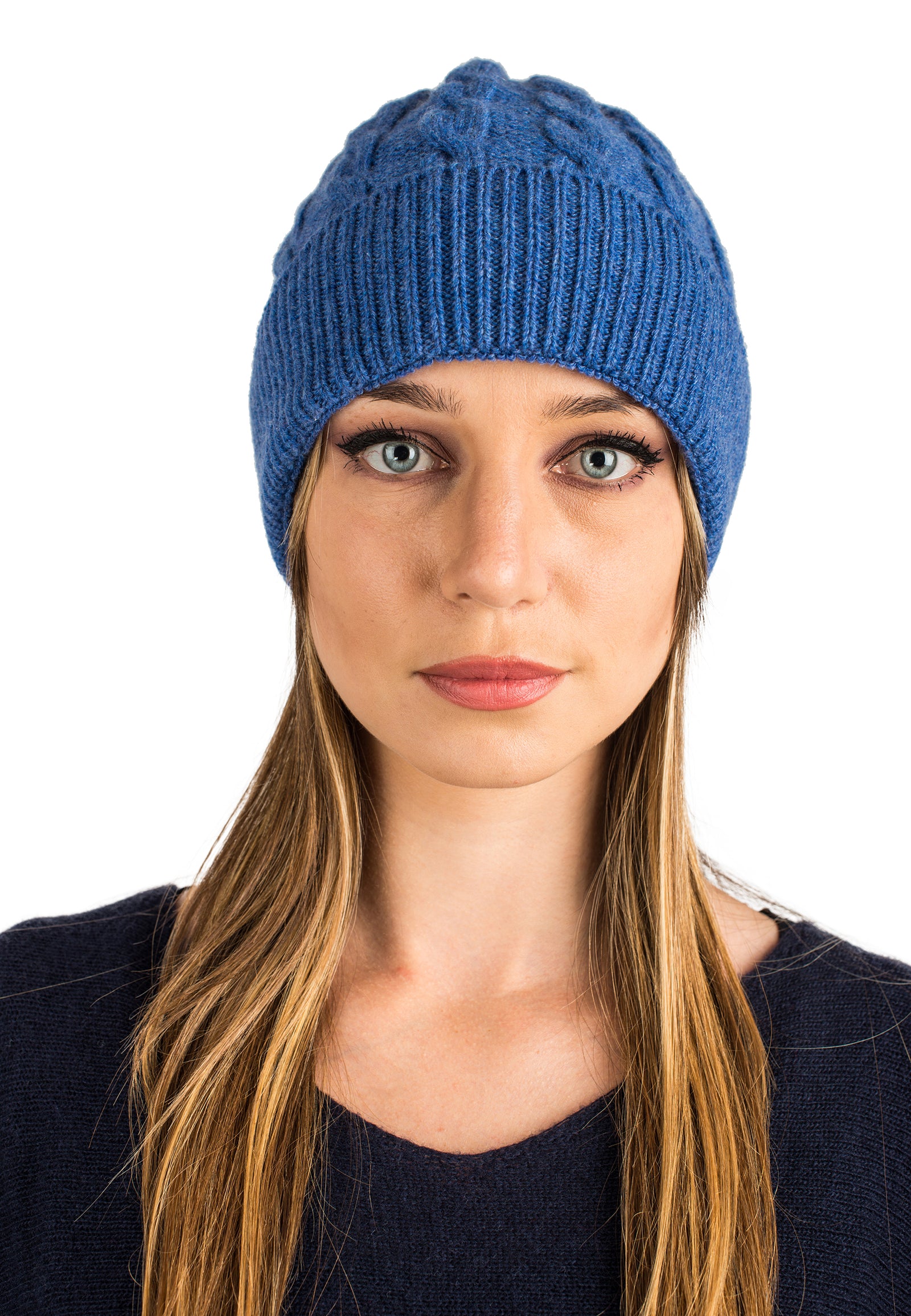 Cappello in cashmere a coste - PANNA