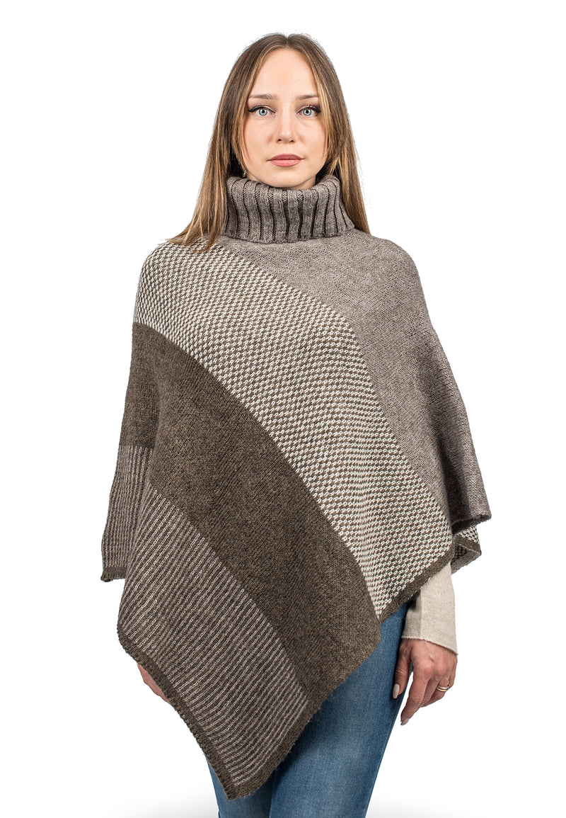 Poncho dolcevita a righe | Dalle Piane Cashmere