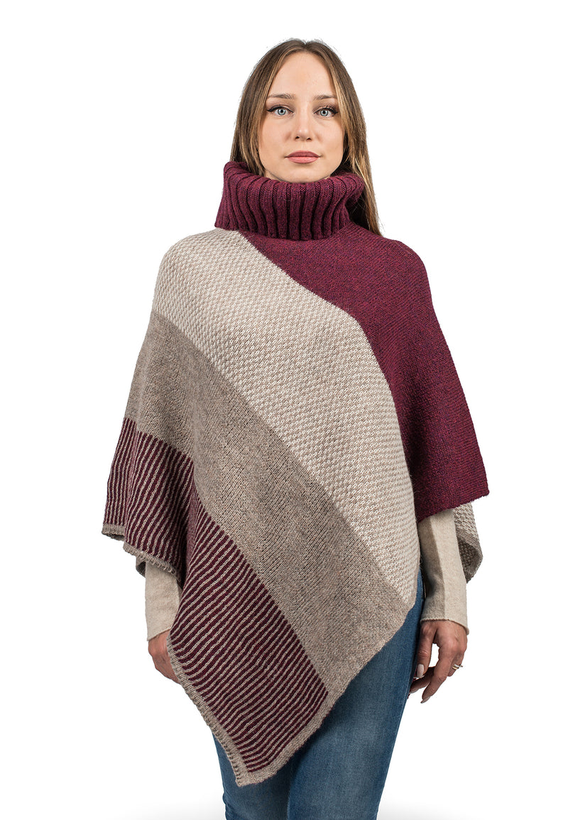 Poncho dolcevita a righe | Dalle Piane Cashmere