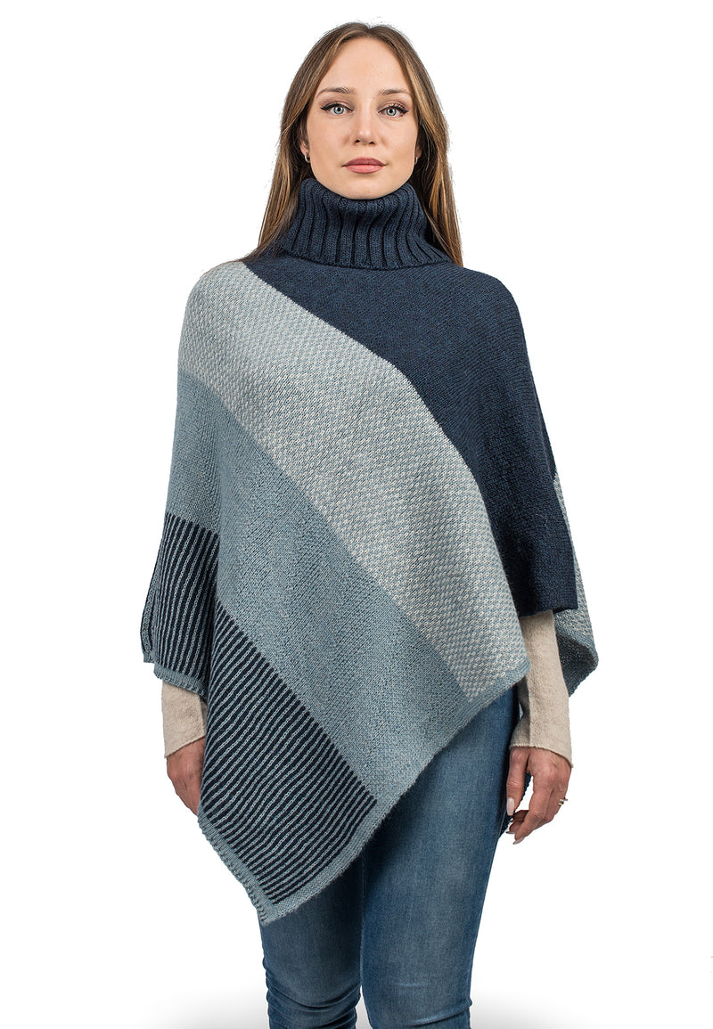 Poncho dolcevita a righe | Dalle Piane Cashmere