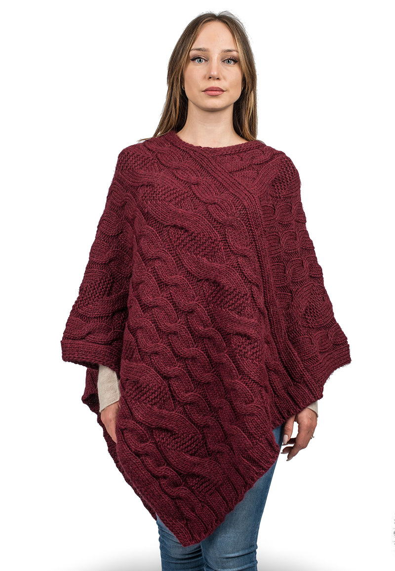 Poncho scollo V con trecce | Dalle Piane Cashmere