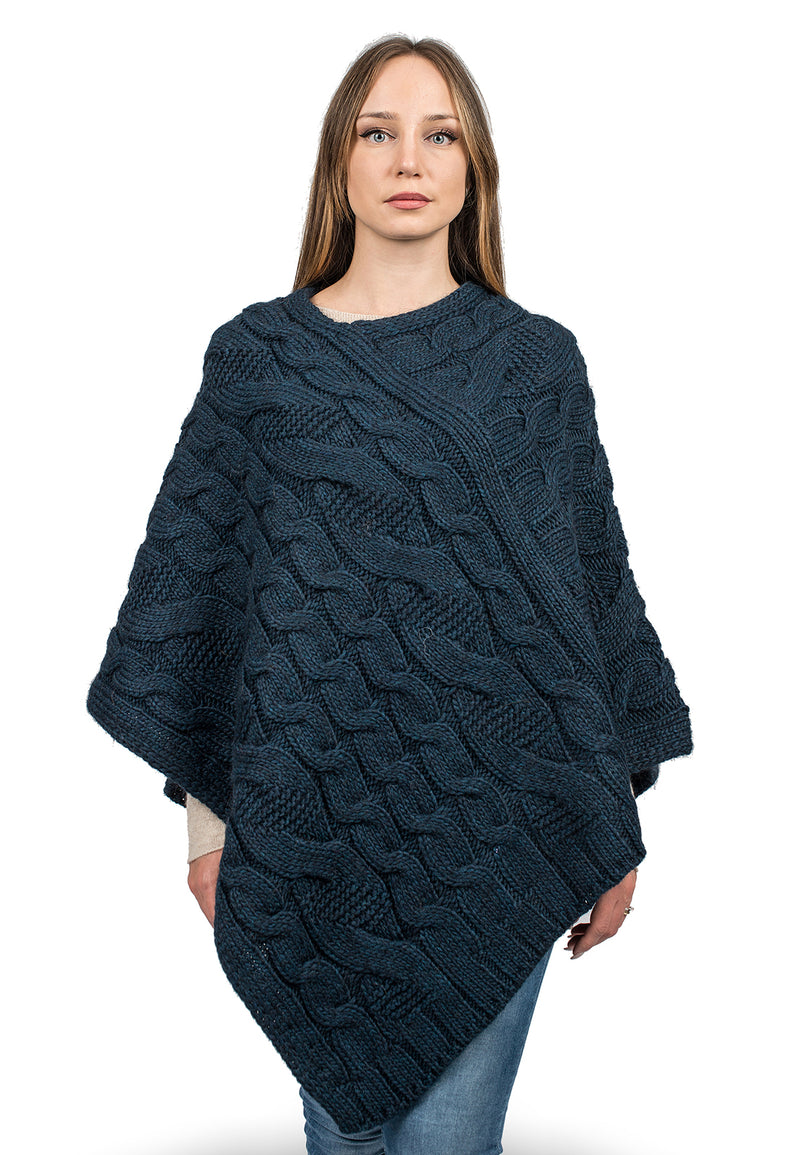 Poncho scollo V con trecce | Dalle Piane Cashmere