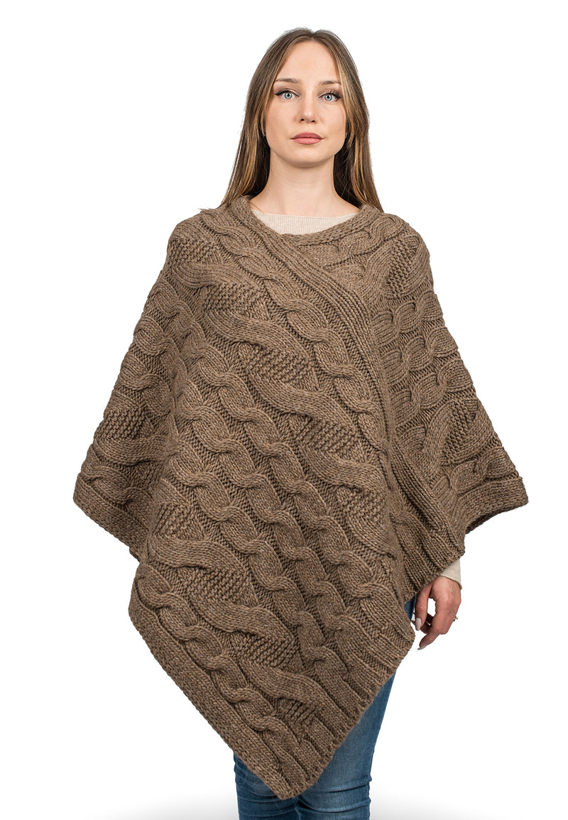 Poncho scollo V con trecce | Dalle Piane Cashmere