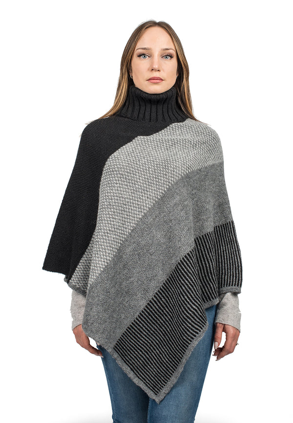 Poncho dolcevita a righe | Dalle Piane Cashmere