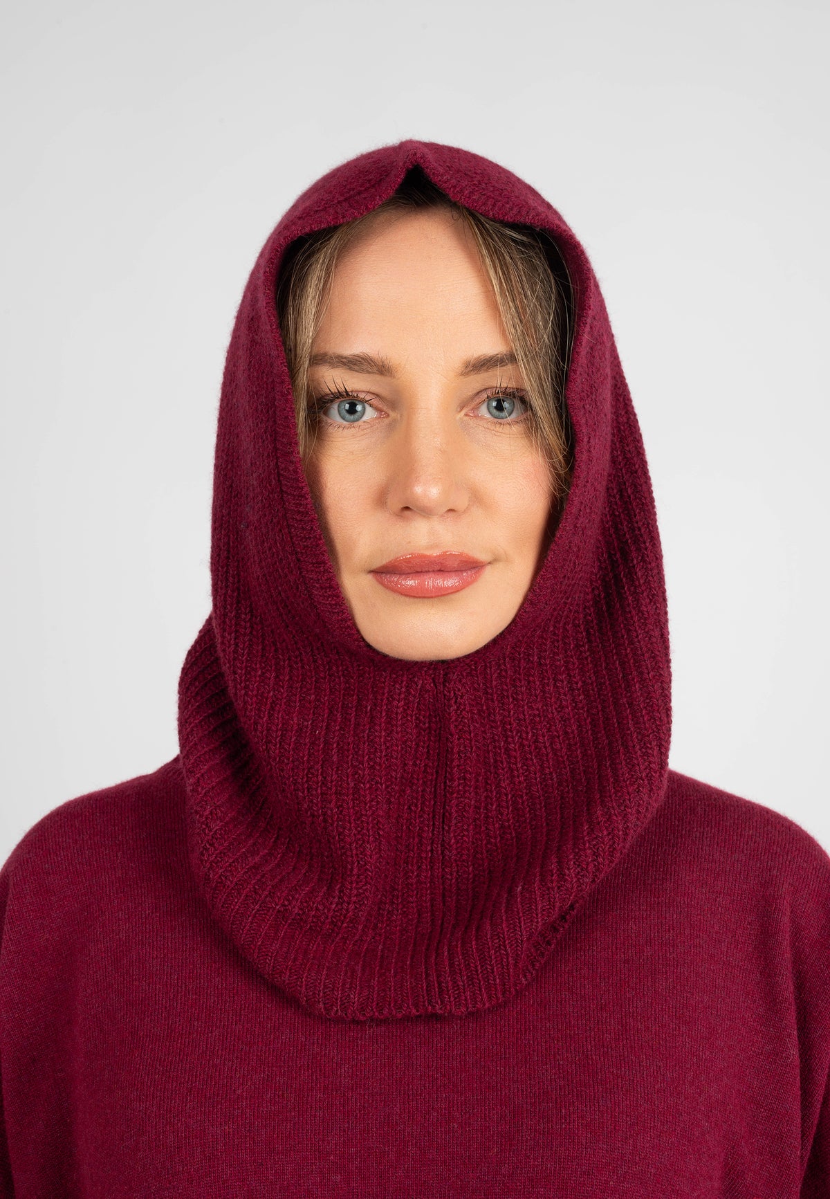 Cagoule mélange cachemire, coloris Bordeaux | Dalle Piane Cashmere