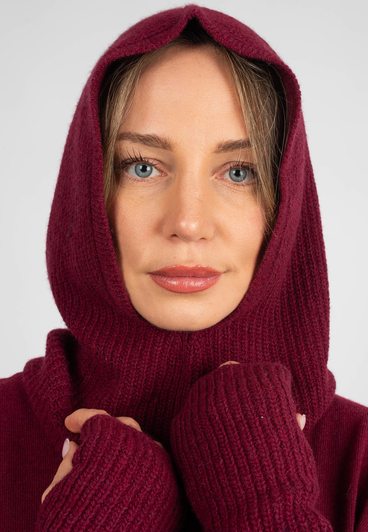 Cagoule mélange cachemire, coloris Bordeaux, vue 3 | Dalle Piane Cashmere