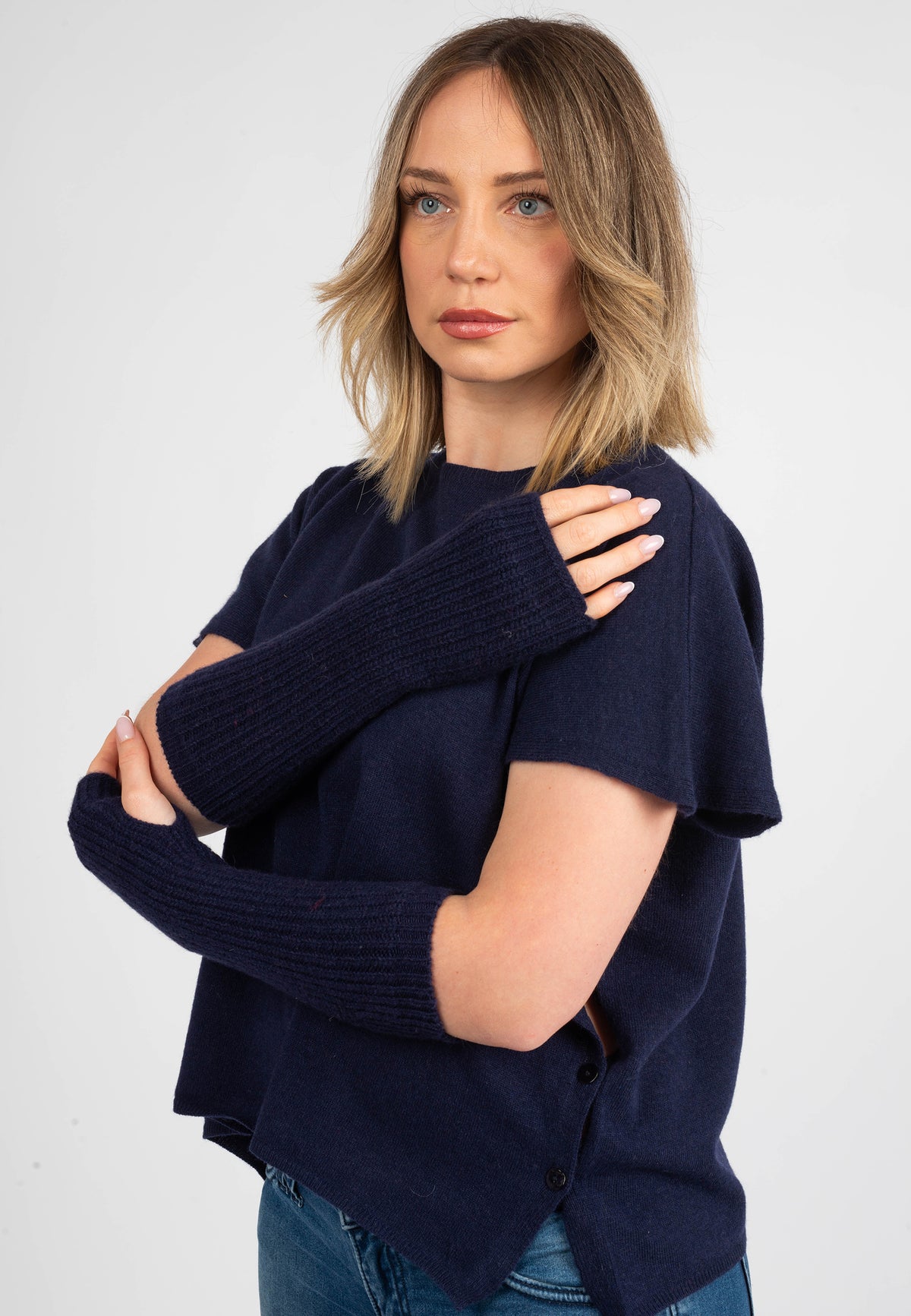 Manchettes, coloris Bleu, vue 4 | Dalle Piane Cashmere