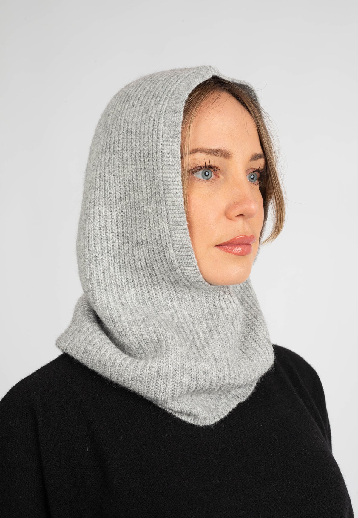 Cagoule mélange cachemire, coloris Gris, vue 2 | Dalle Piane Cashmere