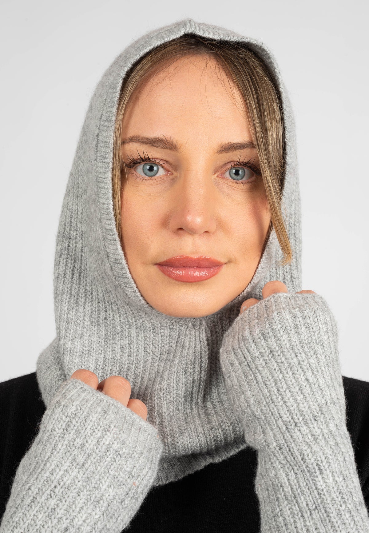 Cagoule mélange cachemire, coloris Gris, vue 3 | Dalle Piane Cashmere