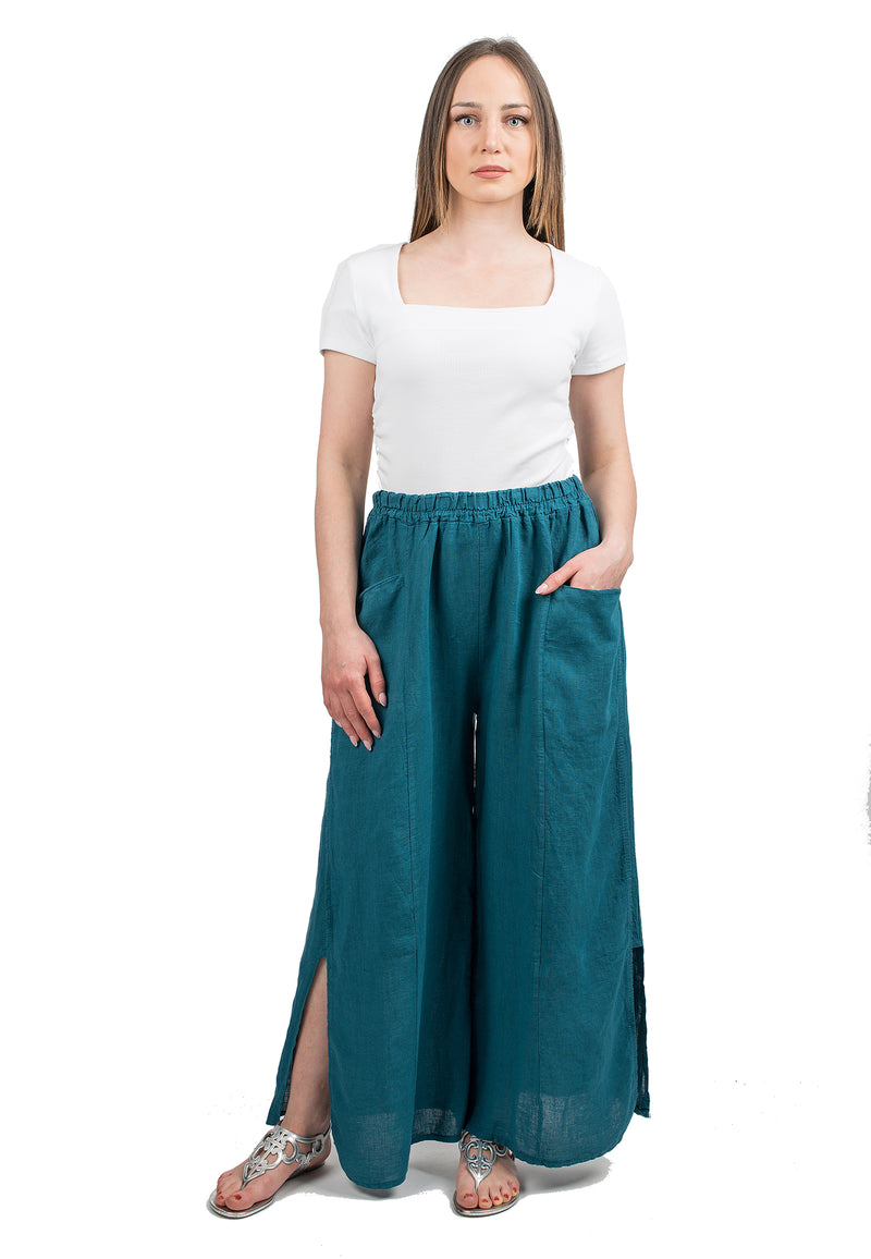 Pantalone con spacchi in 100% lino | Dalle Piane Cashmere