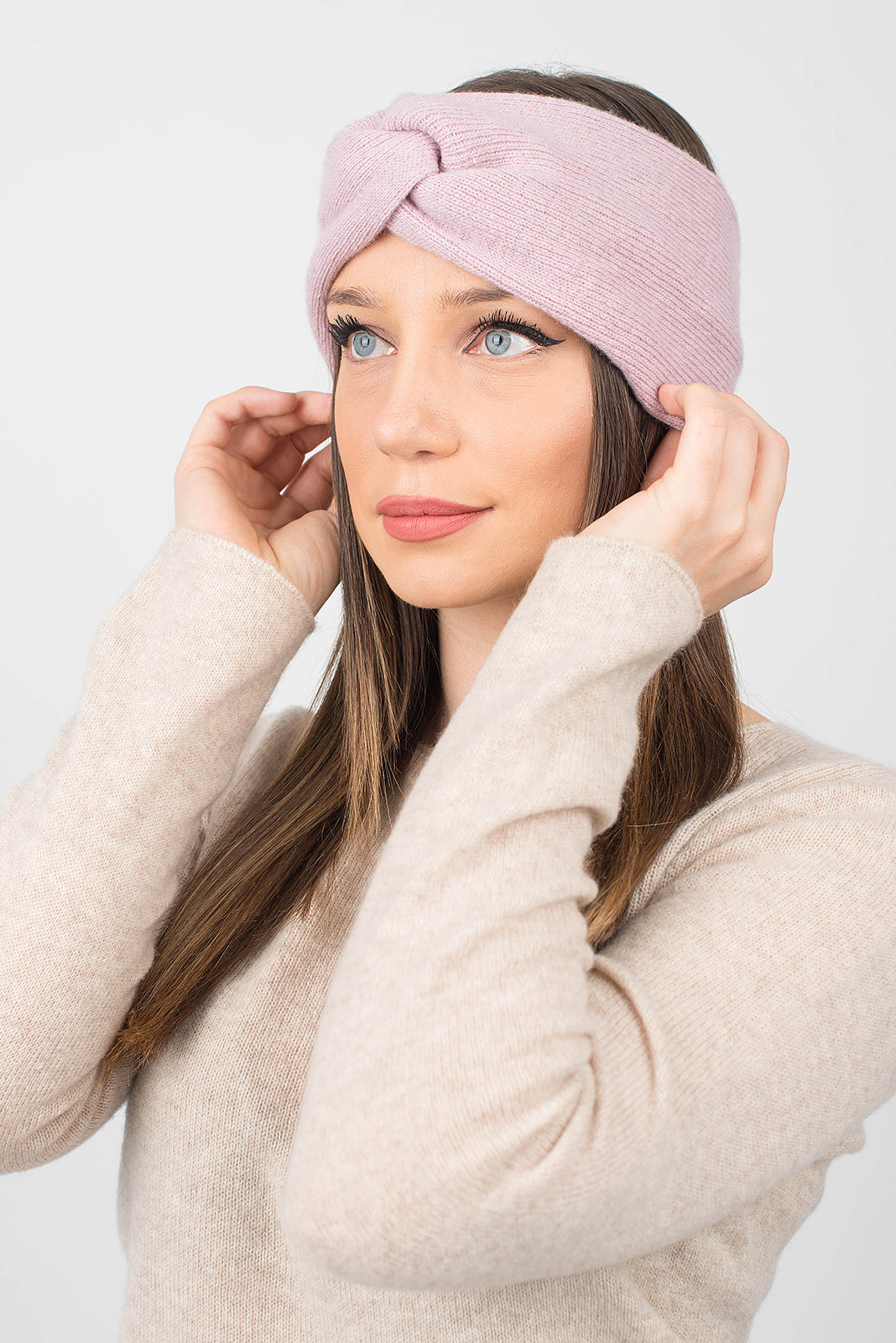 Bandeau femme mélange cachemire, coloris Rose, vue 2 | Dalle Piane Cashmere