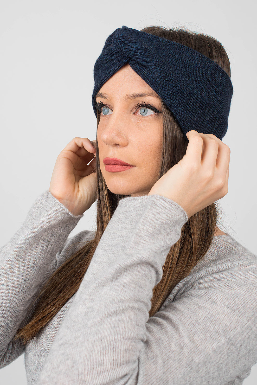 Bandeau femme mélange cachemire, coloris Bleu, vue 2 | Dalle Piane Cashmere