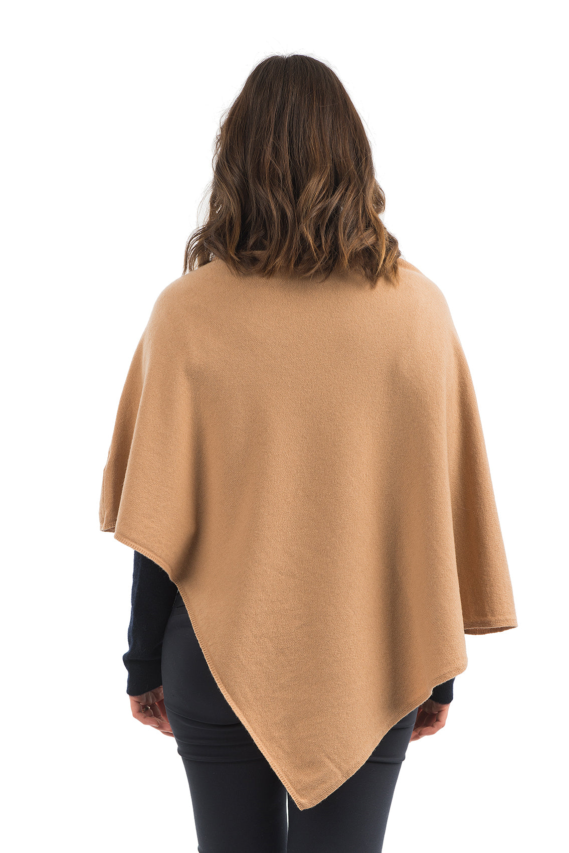 Poncho femme mélange cachemire, coloris Camel, vue 3 | Dalle Piane Cashmere