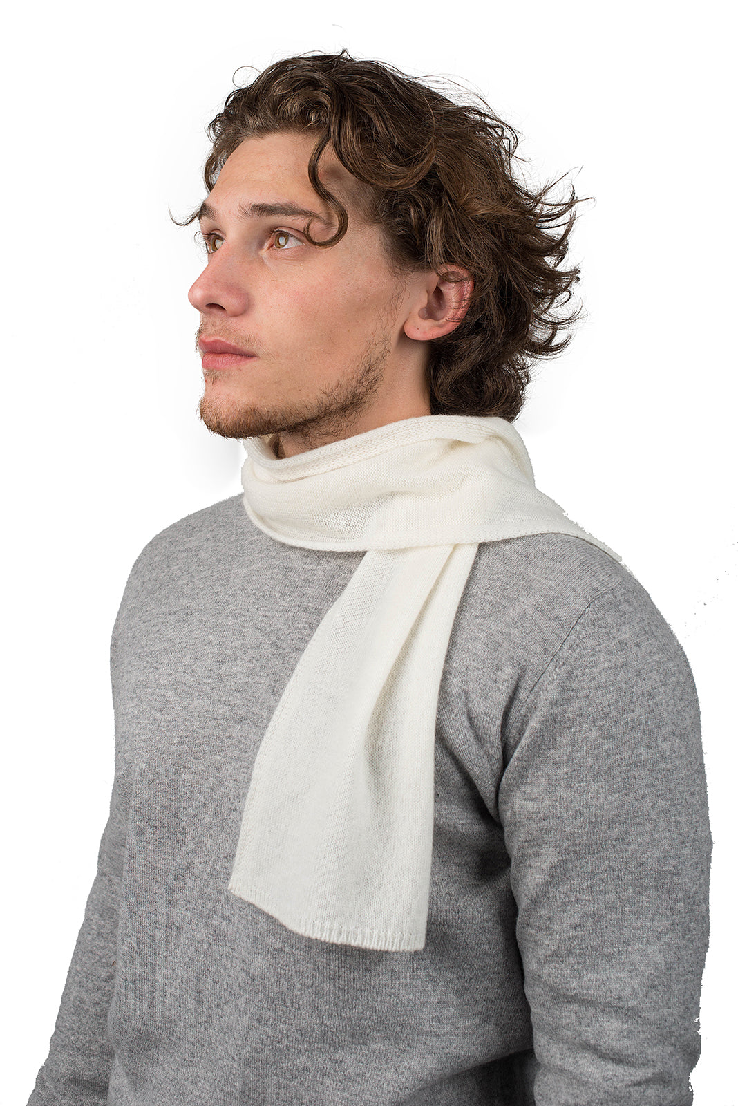 Petite écharpe homme 100 % cachemire, coloris Crème | Dalle Piane Cashmere