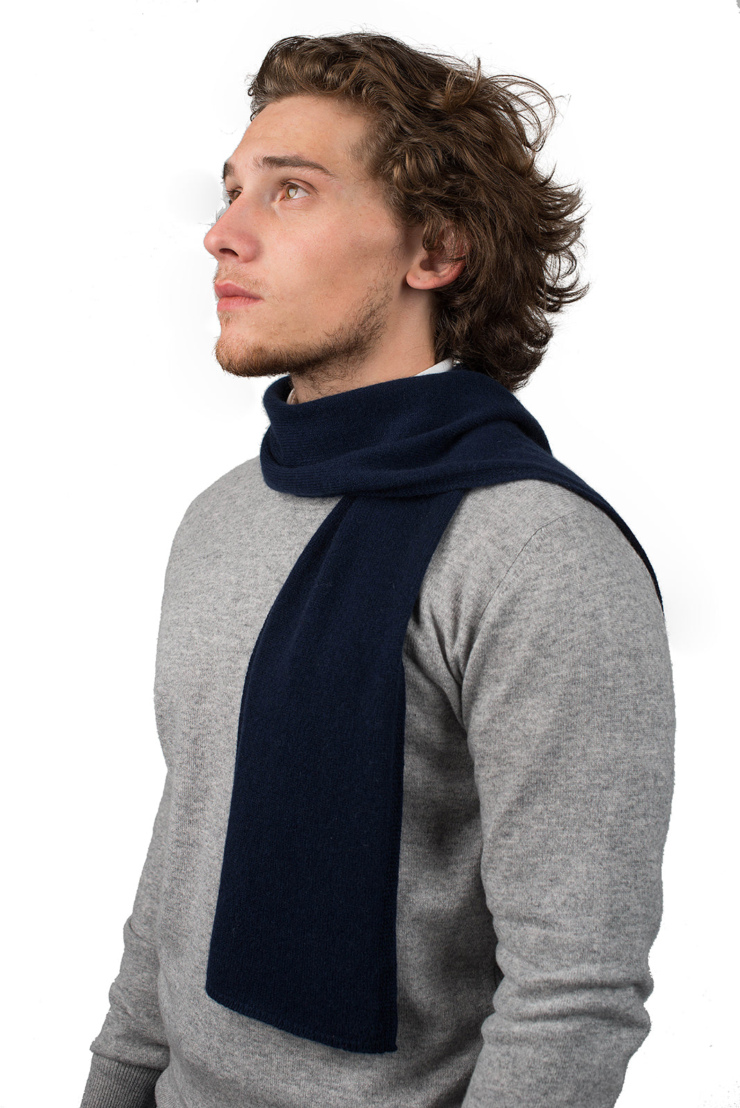 Mini sciarpa Uomo 100% Cashmere, colore Blu | Dalle Piane Cashmere