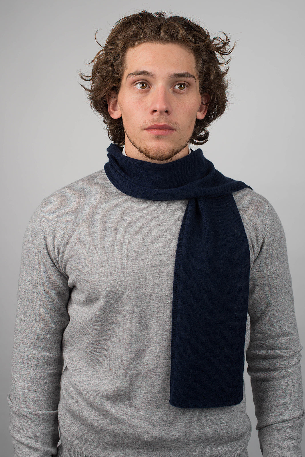 Mini sciarpa Uomo 100% Cashmere, colore Blu, vista 2 | Dalle Piane Cashmere