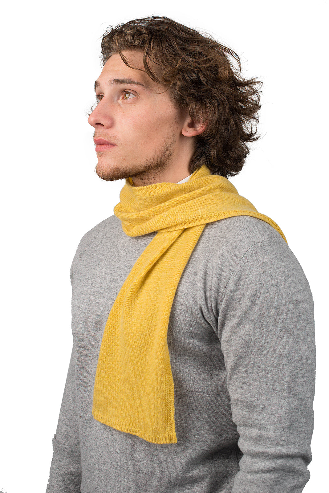 Petite écharpe homme 100 % cachemire, coloris Jaune | Dalle Piane Cashmere