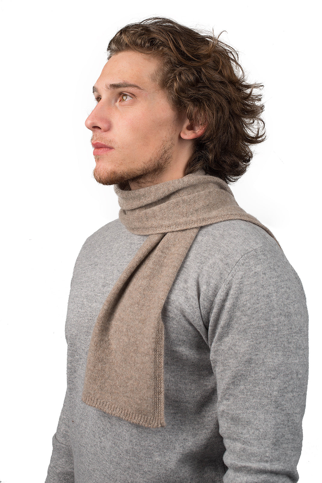 Petite écharpe homme 100 % cachemire, coloris Vison | Dalle Piane Cashmere