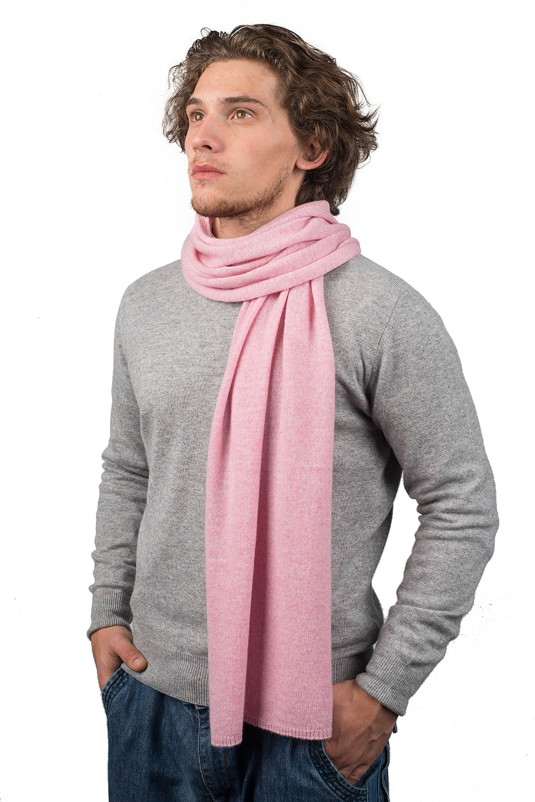 Écharpe large homme 100 % cachemire, coloris Rose | Dalle Piane Cashmere