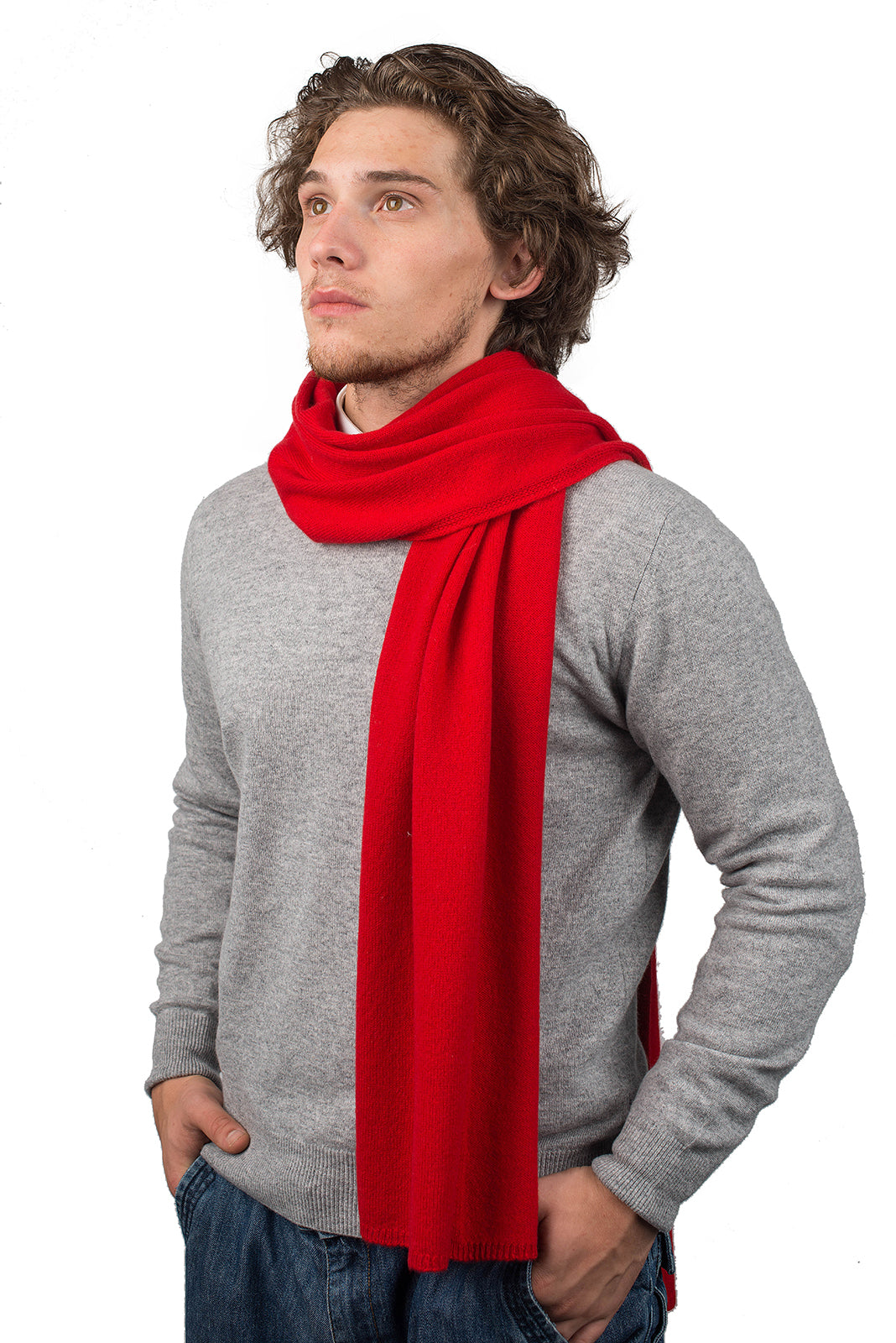 Écharpe large homme 100 % cachemire, coloris Rouge | Dalle Piane Cashmere