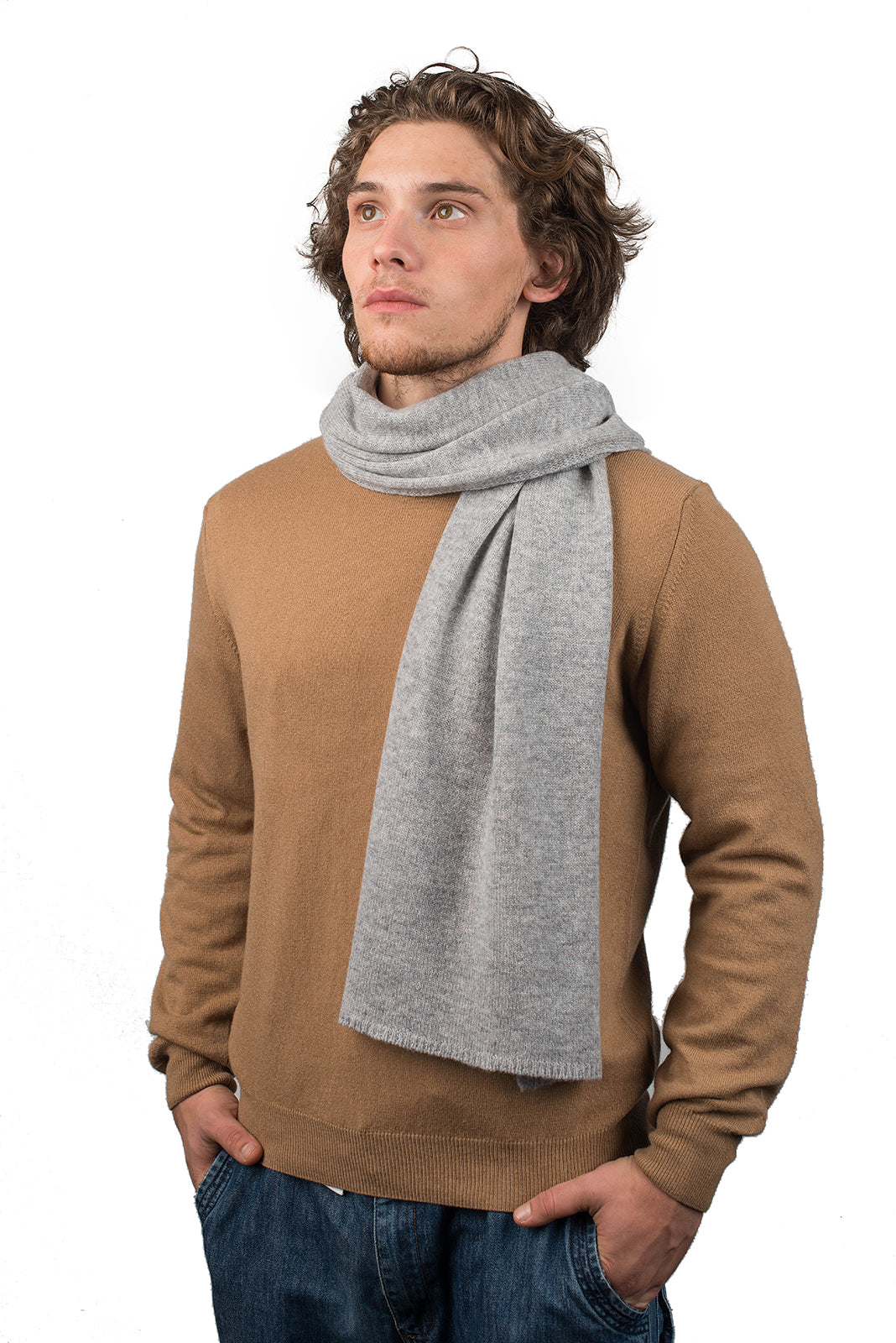Écharpe large homme 100 % cachemire, coloris Gris | Dalle Piane Cashmere