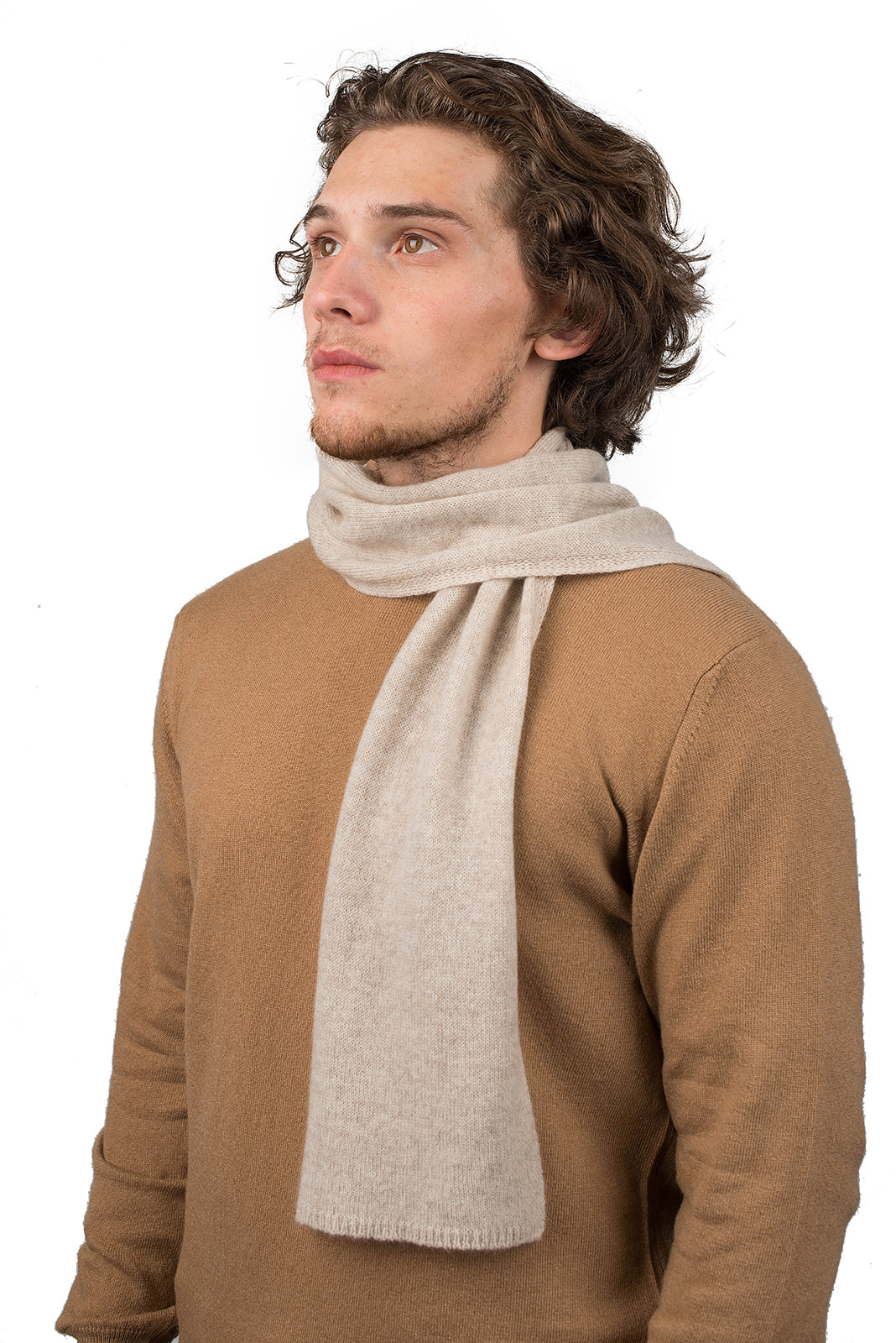 Petite écharpe homme 100 % cachemire, coloris Beige | Dalle Piane Cashmere