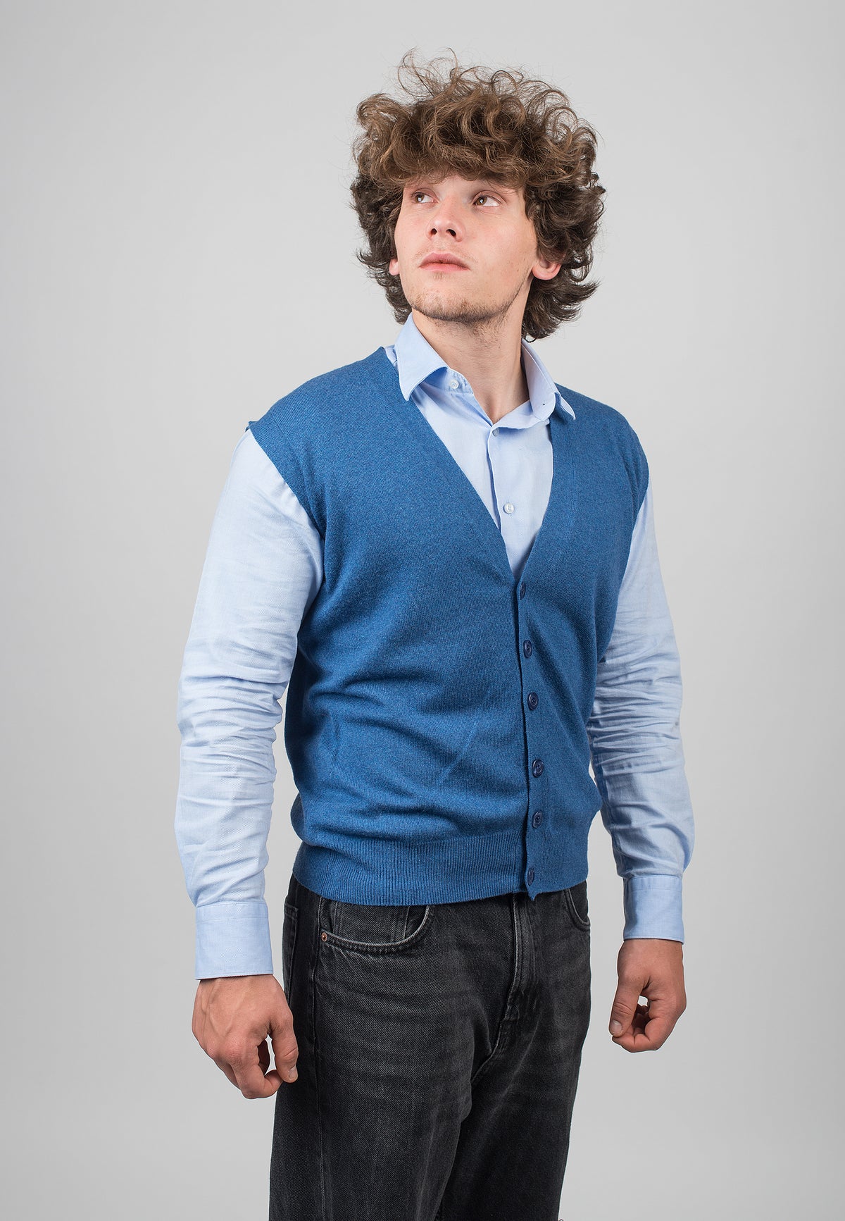 Gilet sans manches homme mélange cachemire, coloris Bleu roi, vue 2 | Dalle Piane Cashmere