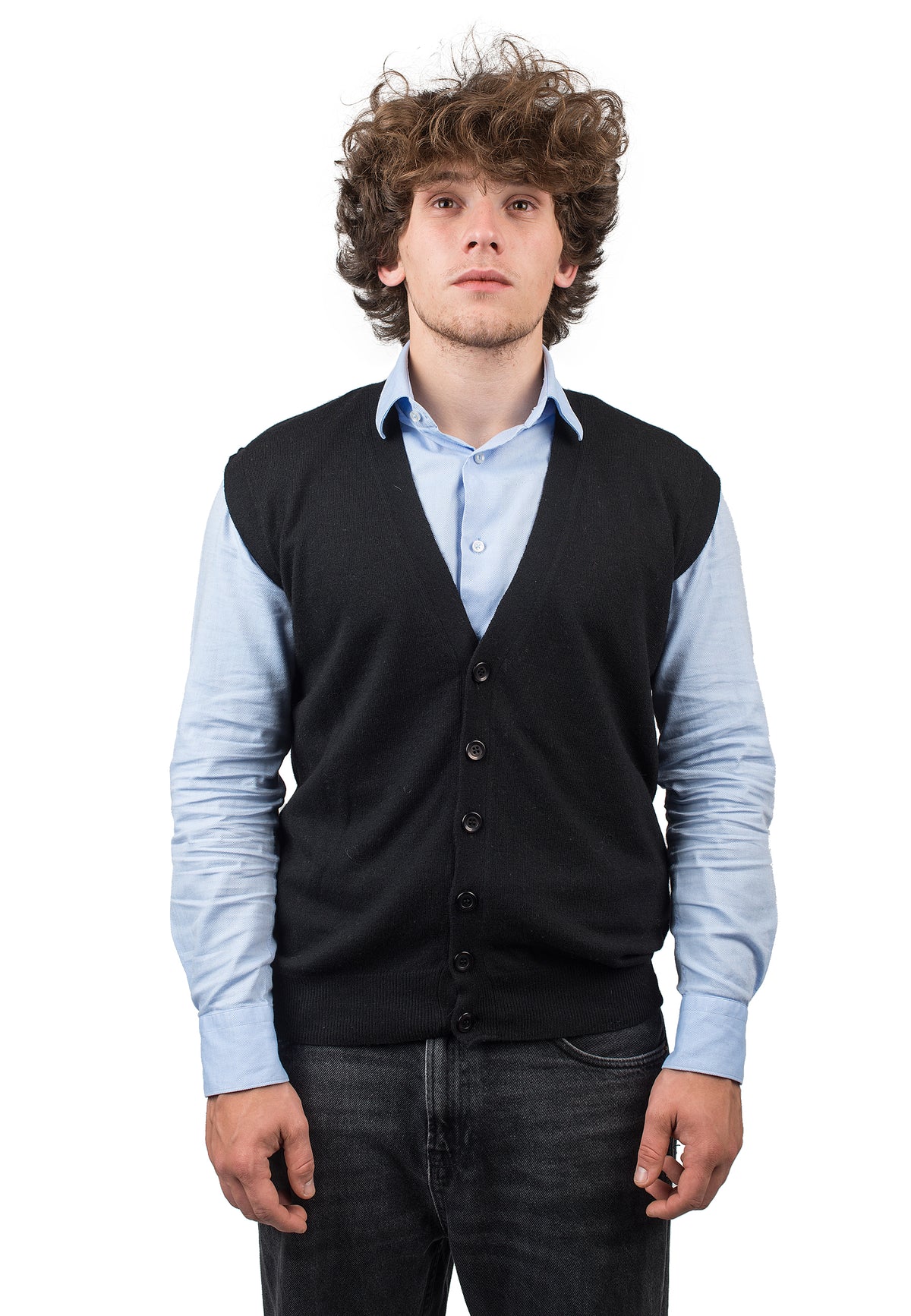 Gilet sans manches homme mélange cachemire, coloris Noir | Dalle Piane Cashmere