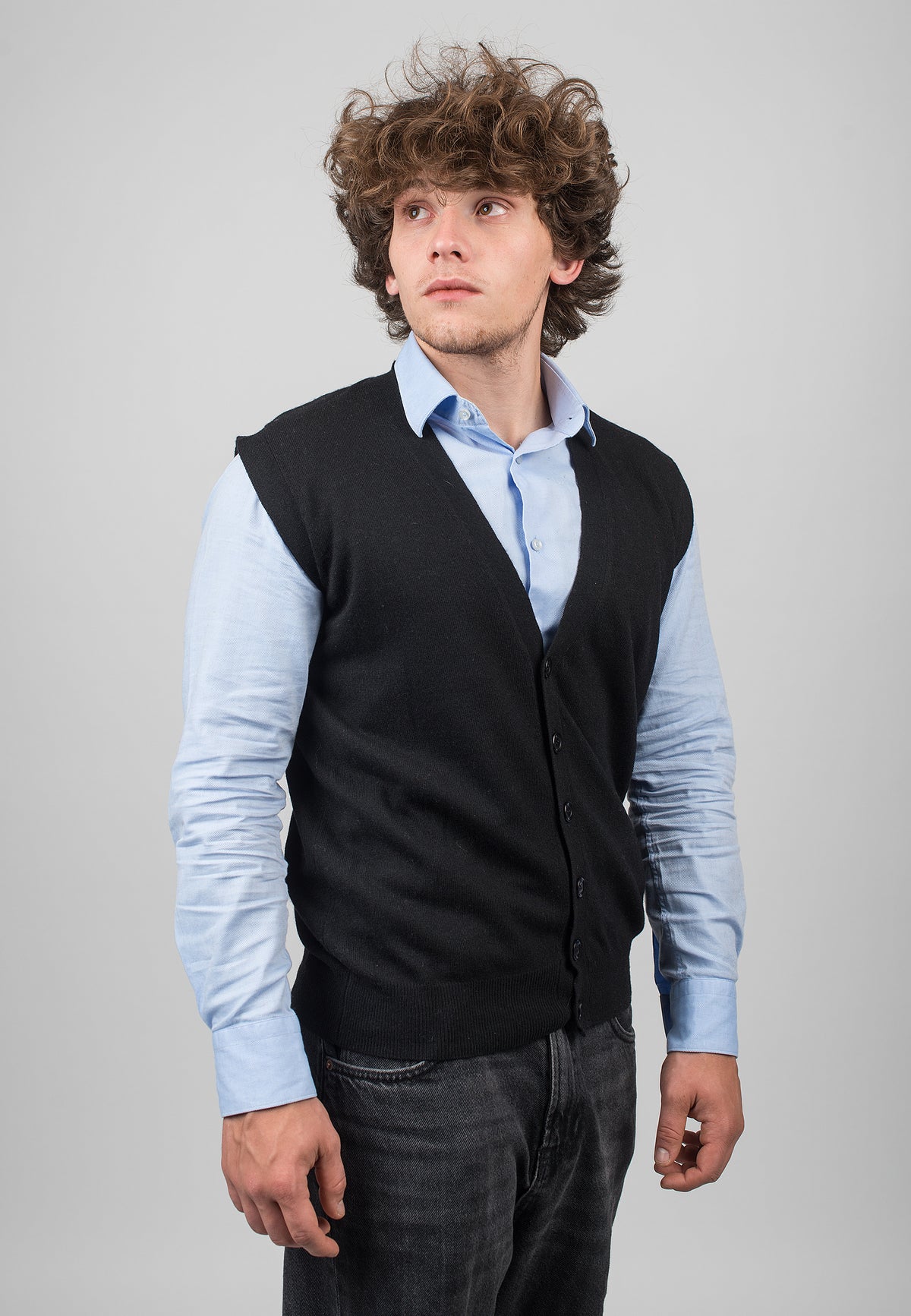 Gilet sans manches homme mélange cachemire, coloris Noir, vue 2 | Dalle Piane Cashmere