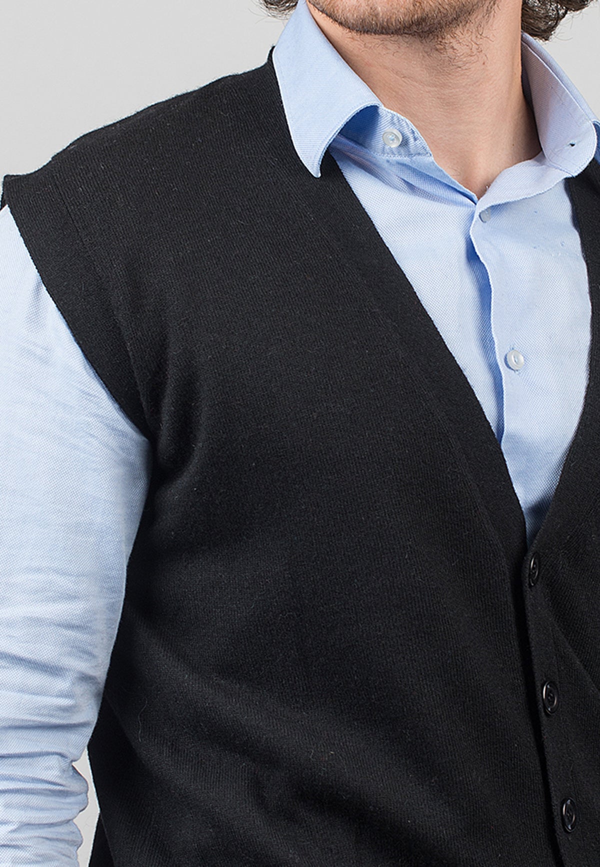 Gilet sans manches homme mélange cachemire, coloris Noir, vue 3 | Dalle Piane Cashmere