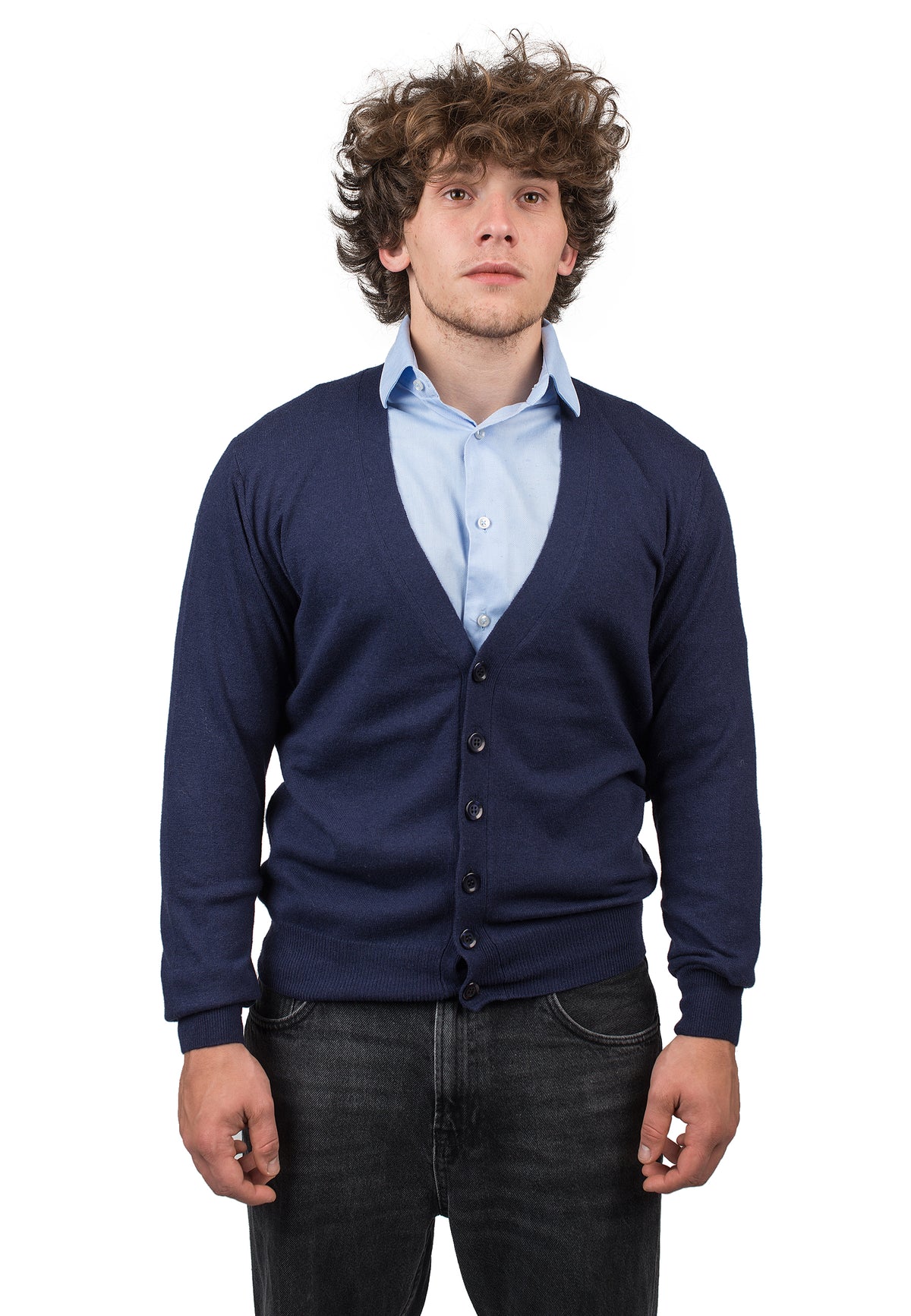 Cardigan misto cashmere, colore Blu | Dalle Piane Cashmere