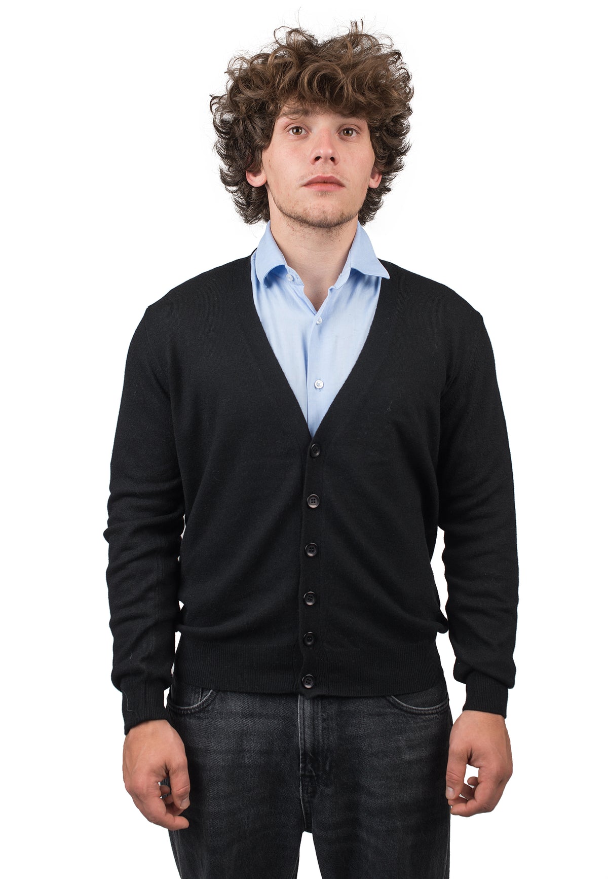 Cardigan homme mélange cachemire, coloris Noir | Dalle Piane Cashmere