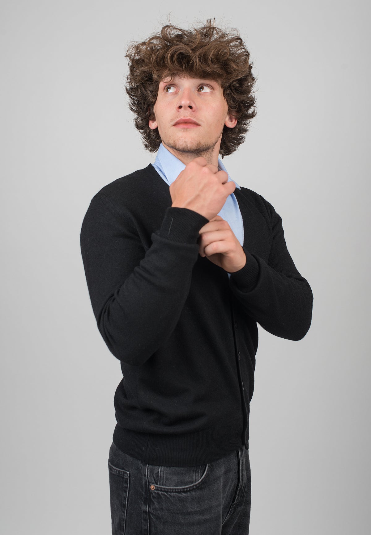 Cardigan homme mélange cachemire, coloris Noir, vue 3 | Dalle Piane Cashmere