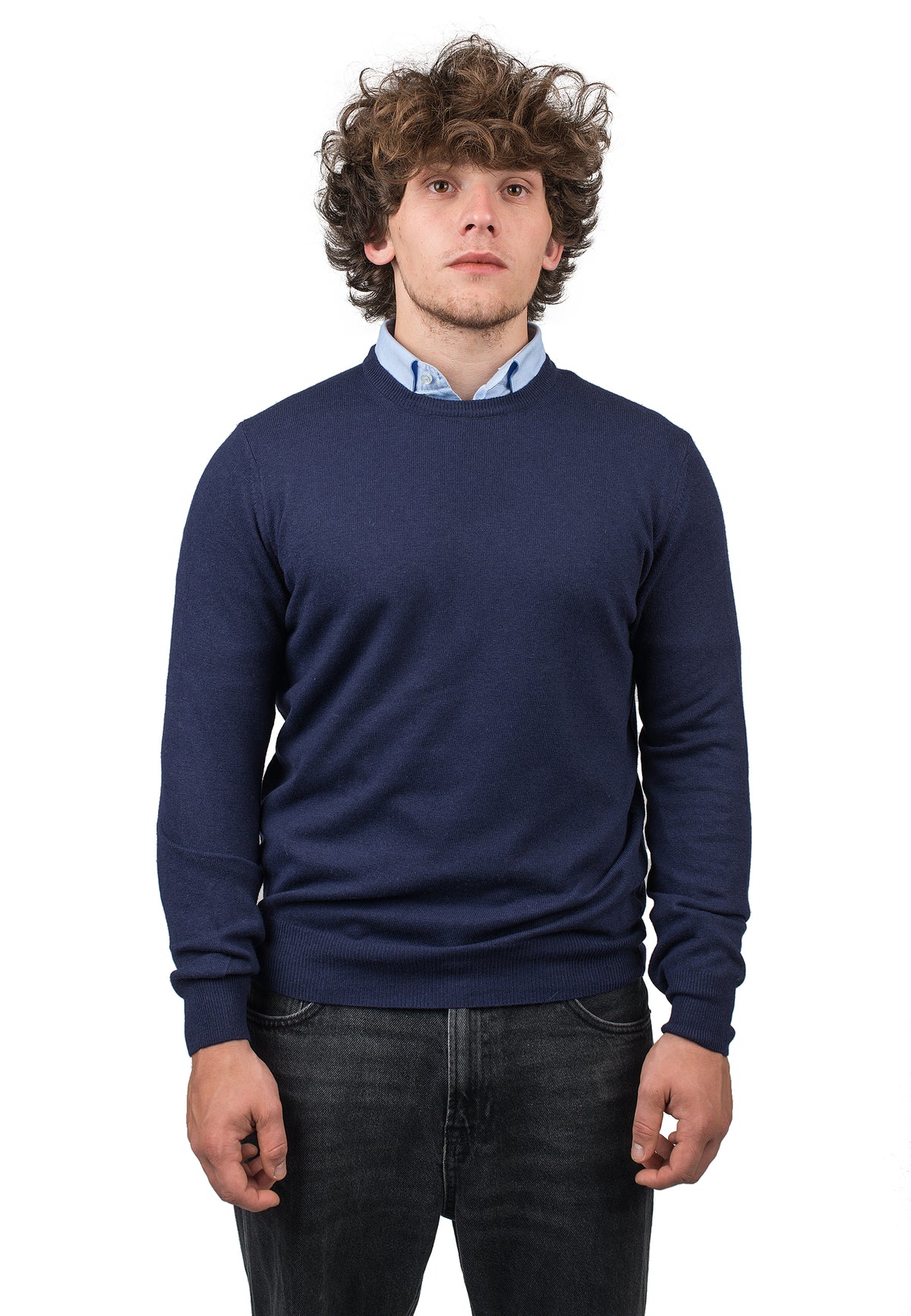 Girocollo misto cashmere, colore Blu | Dalle Piane Cashmere