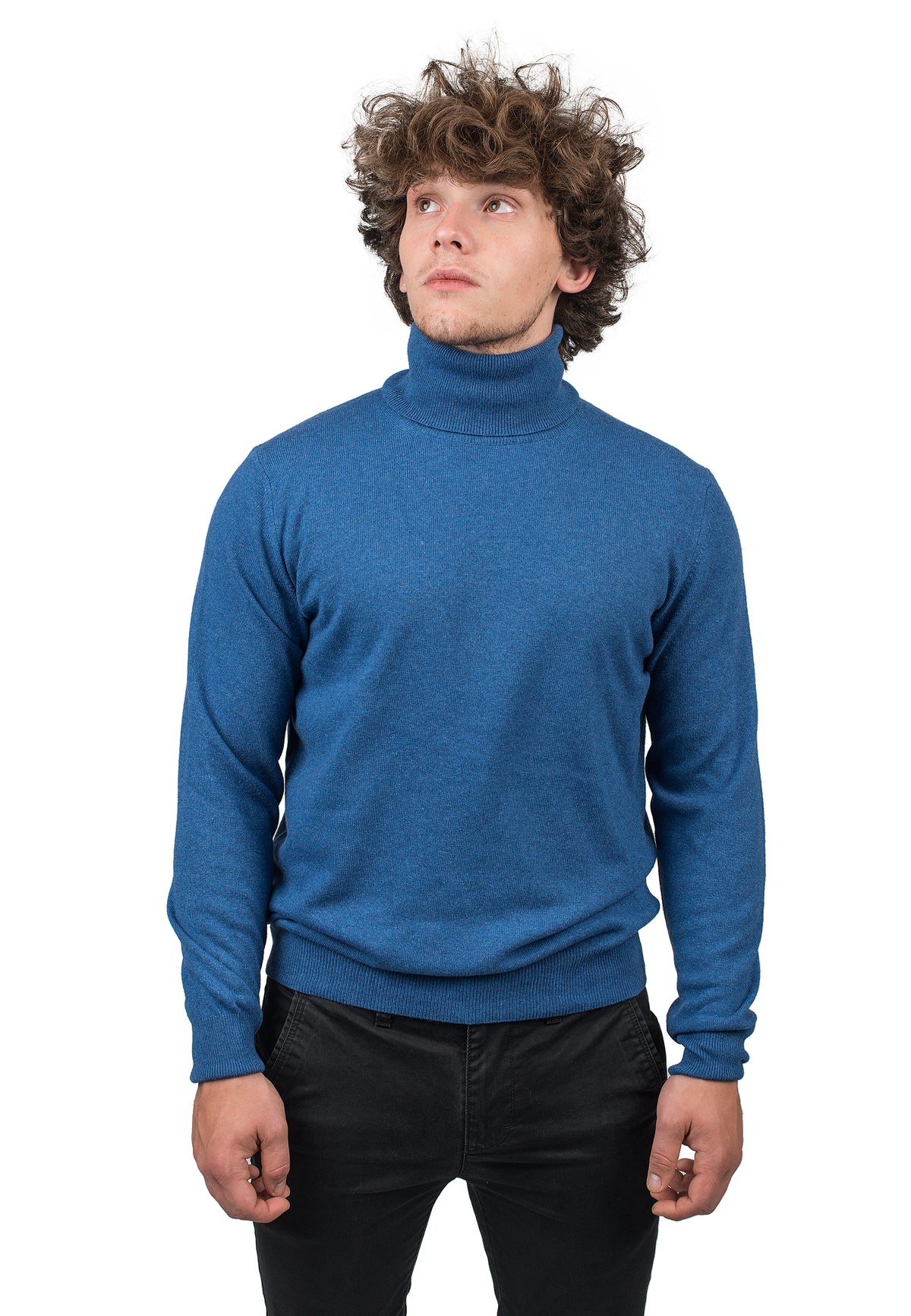 Pull col roulé homme mélange cachemire, coloris Bleu roi | Dalle Piane Cashmere