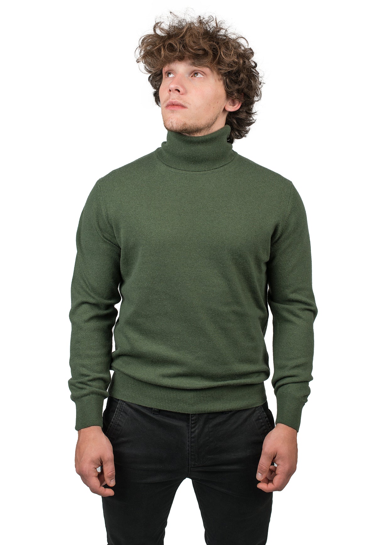 Pull col roulé homme mélange cachemire, coloris Kaki | Dalle Piane Cashmere