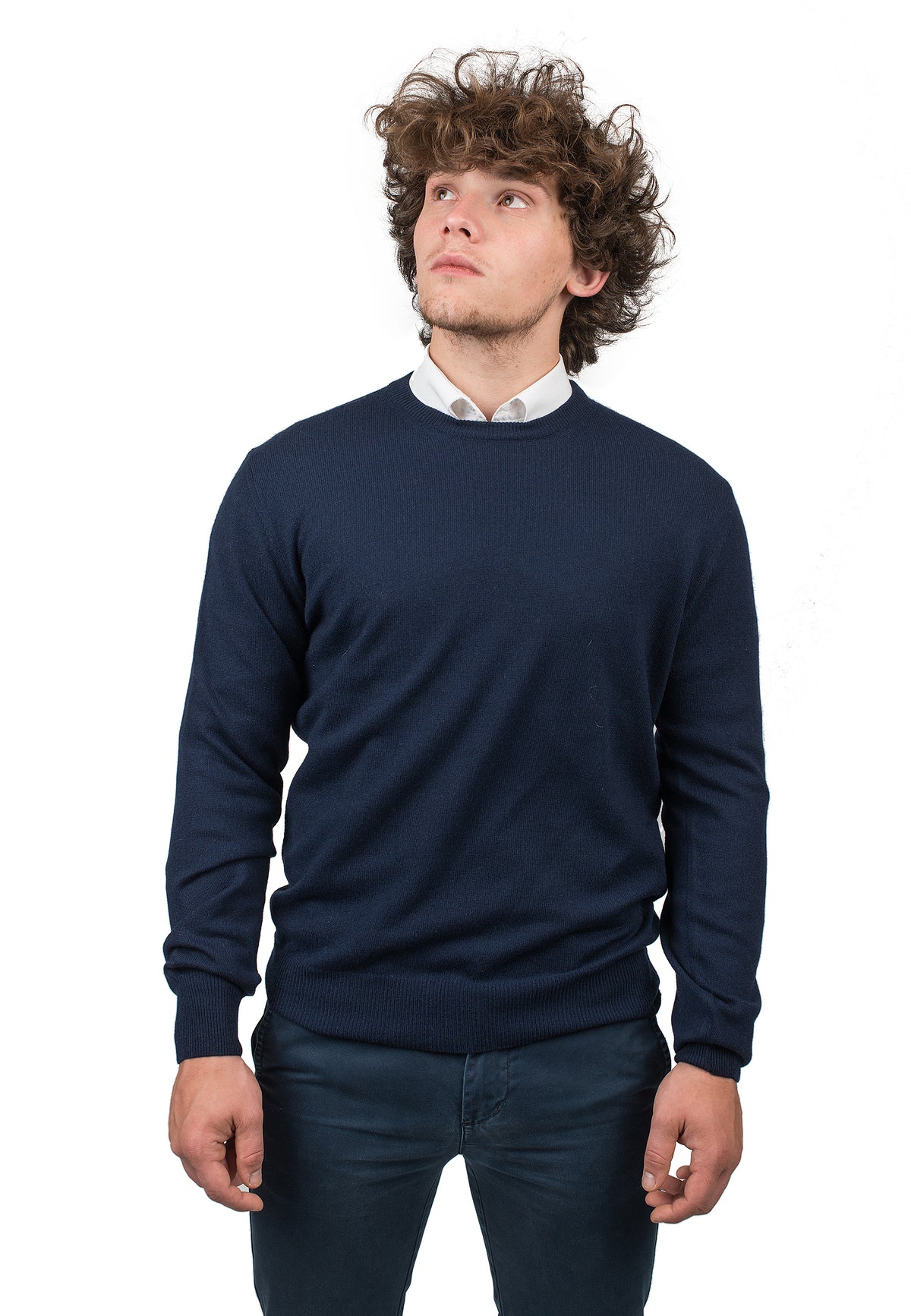 Girocollo Uomo 100% Cashmere, colore Blu | Dalle Piane Cashmere